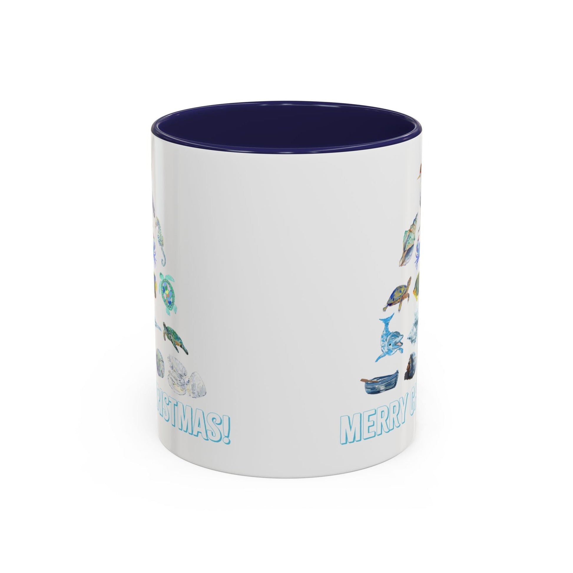 Coastal Christmas Tree Two Tone Coffee Mug (11, 15oz) - Blue Cava