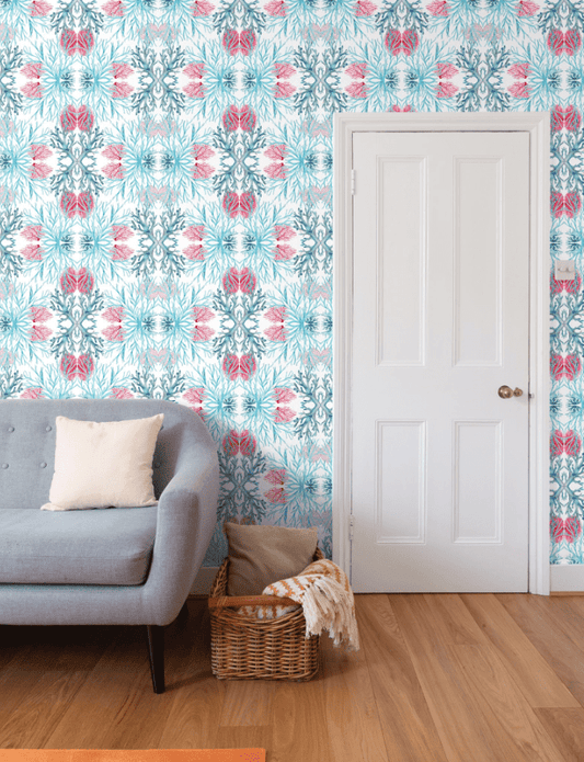 Coastal Coral Wallpaper - Blue Cava