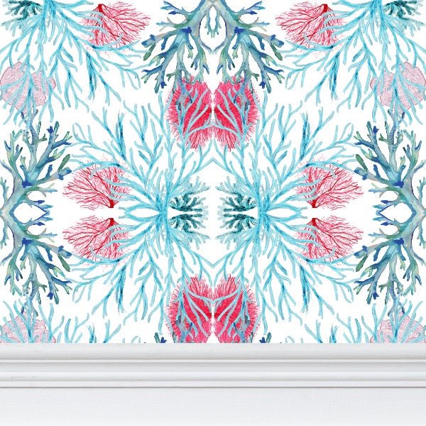 Coastal Coral Wallpaper - Blue Cava