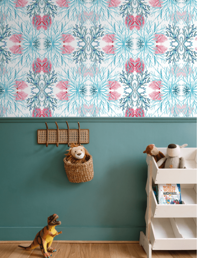 Coastal Coral Wallpaper - Blue Cava