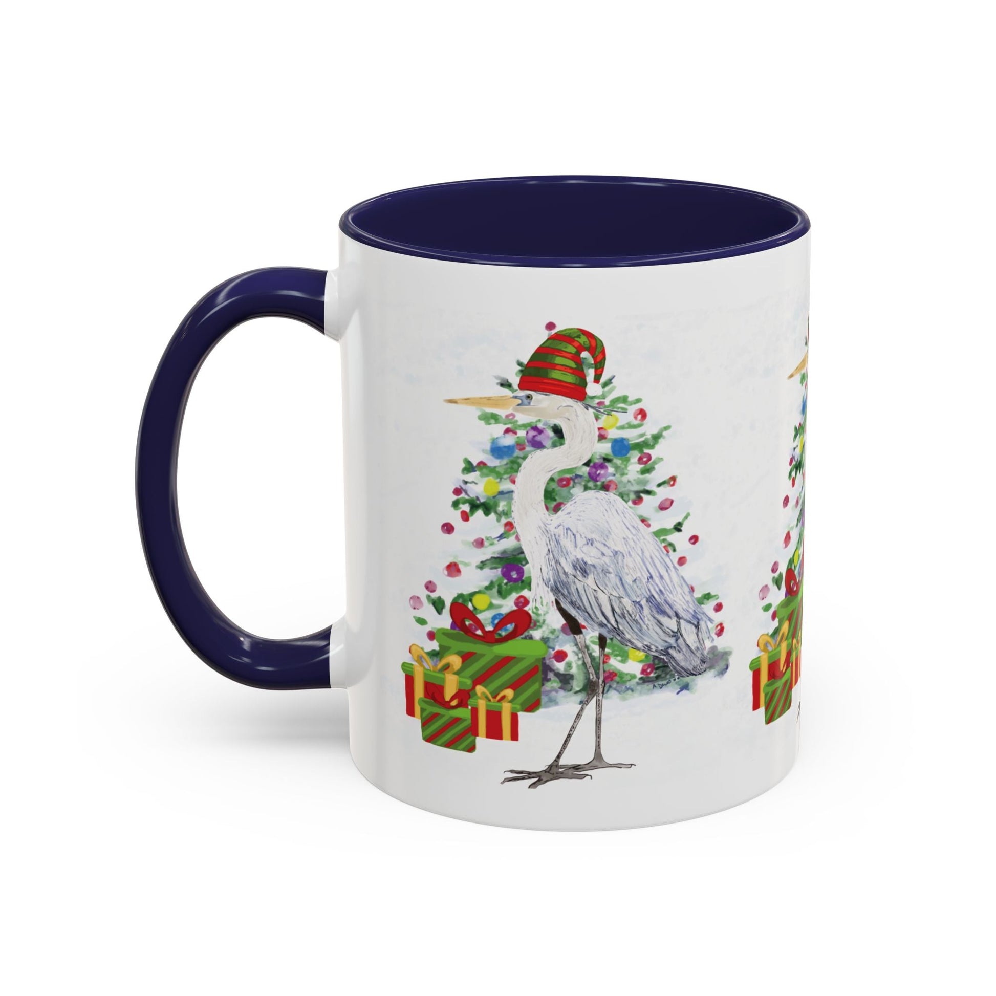 Coastal Egret Christmas Coffee Mug (11oz & 15oz) - Blue Cava