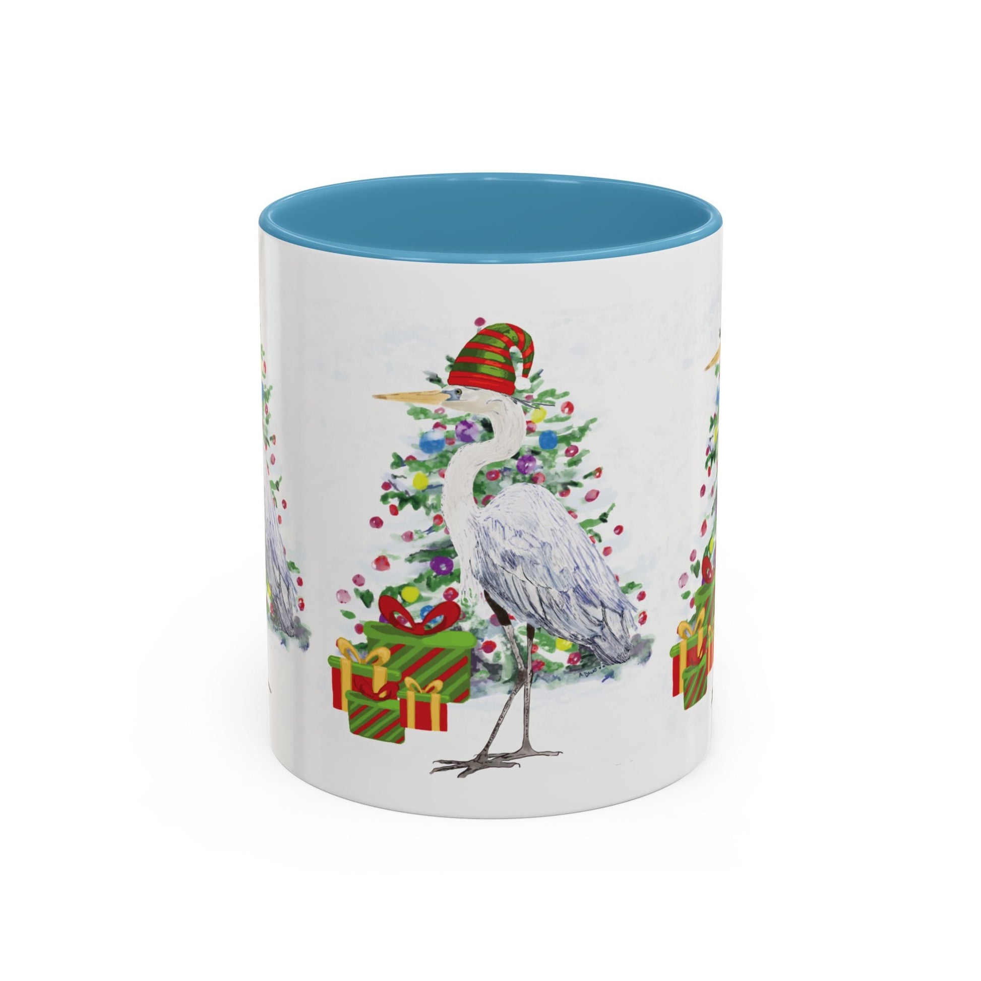 Coastal Egret Christmas Coffee Mug (11oz & 15oz) - Blue Cava