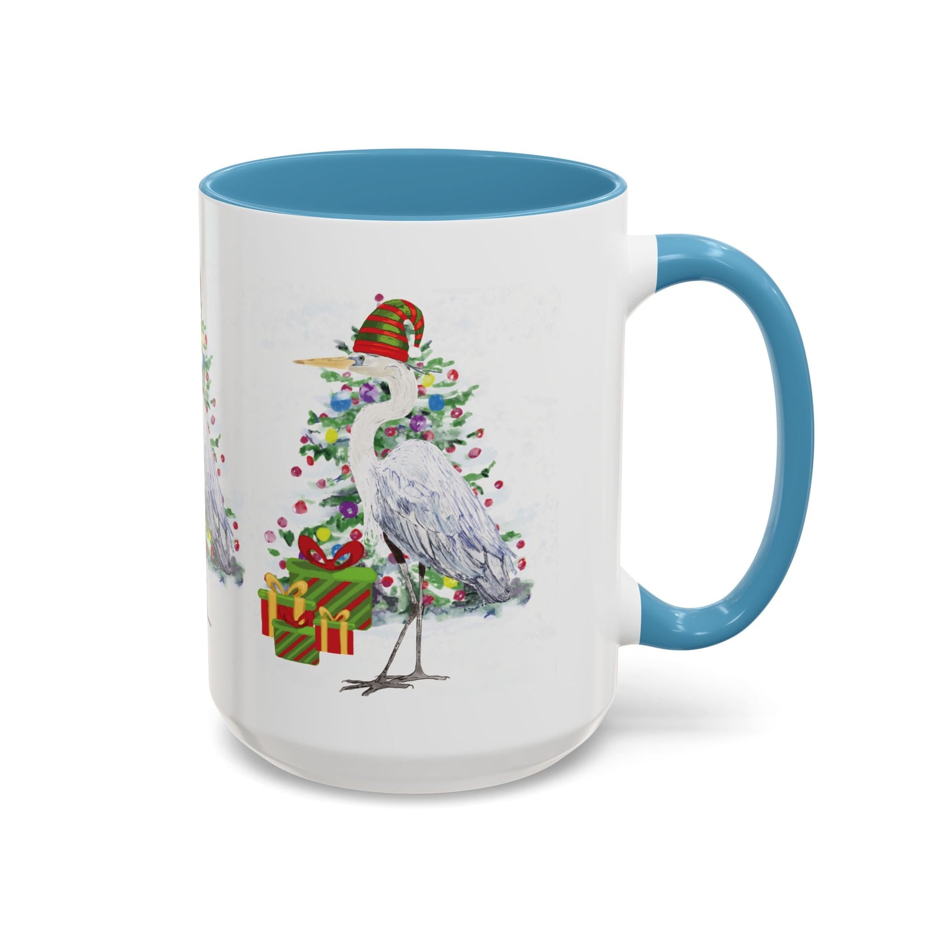Coastal Egret Christmas Coffee Mug (11oz & 15oz) - Blue Cava