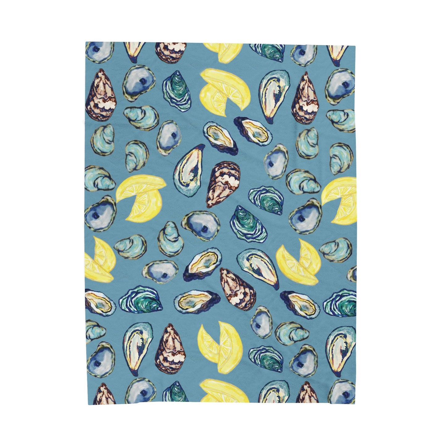 Coastal Oyster Velveteen Plush Blanket - Home Decor, - Blue Cava