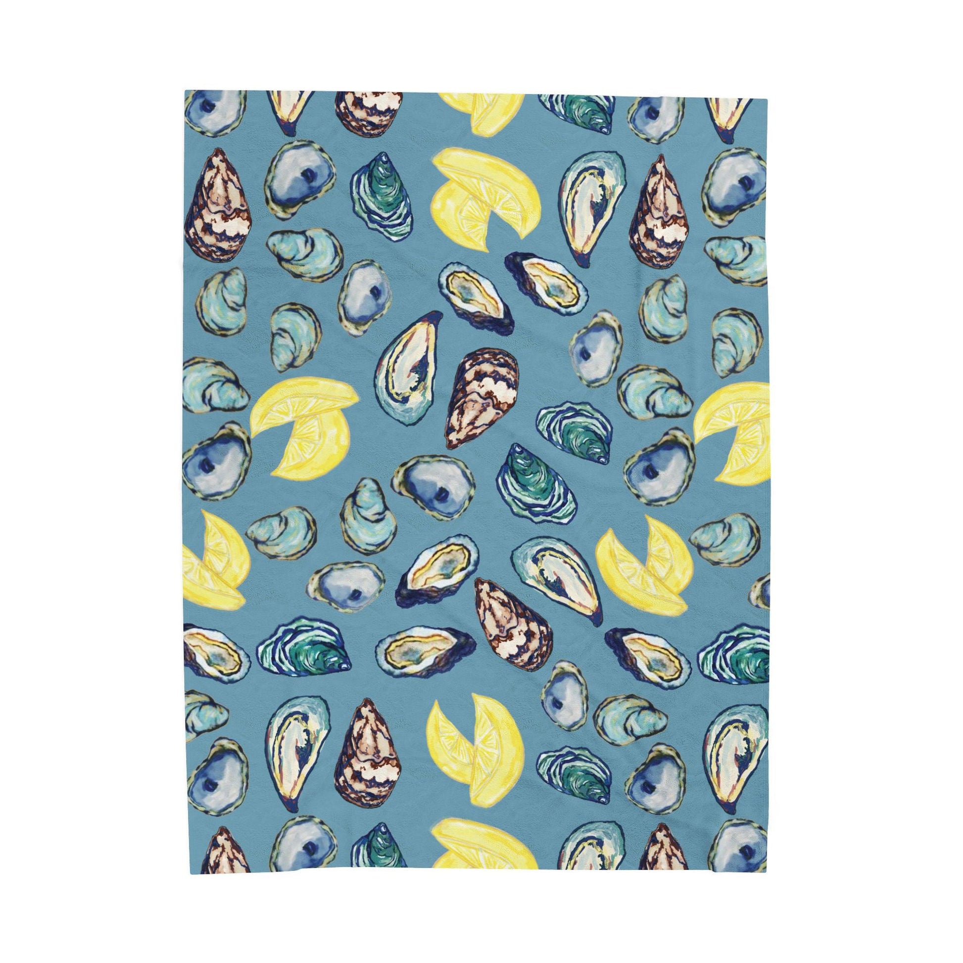 Coastal Oyster Velveteen Plush Blanket - Home Decor, - Blue Cava
