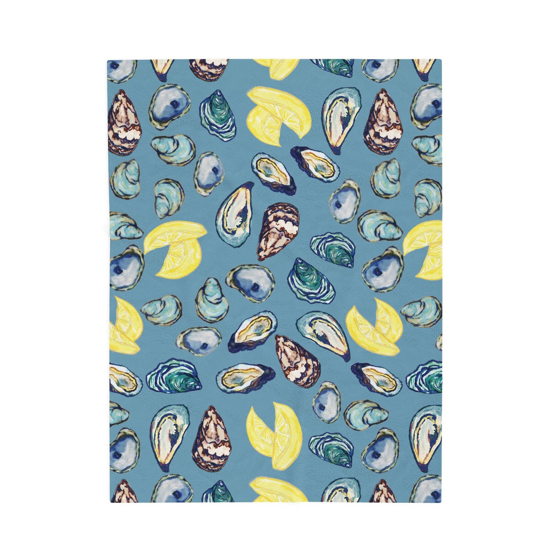 Coastal Oyster Velveteen Plush Blanket - Home Decor, - Blue Cava