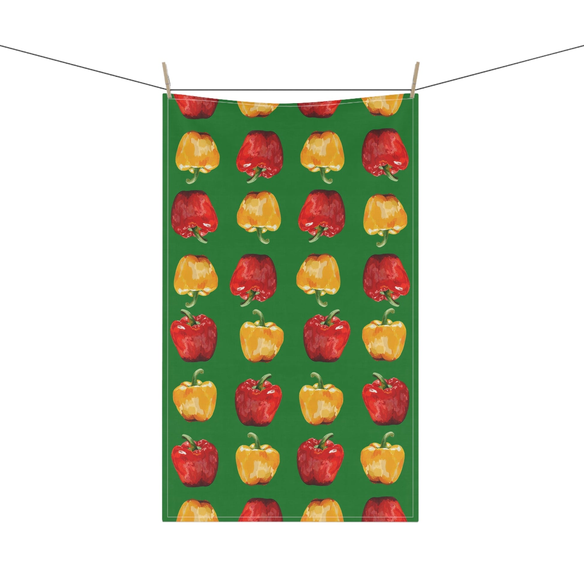 Colorful Bell Pepper Kitchen Tea Towels - Blue Cava