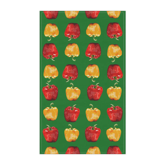 Colorful Bell Pepper Kitchen Tea Towels - Blue Cava