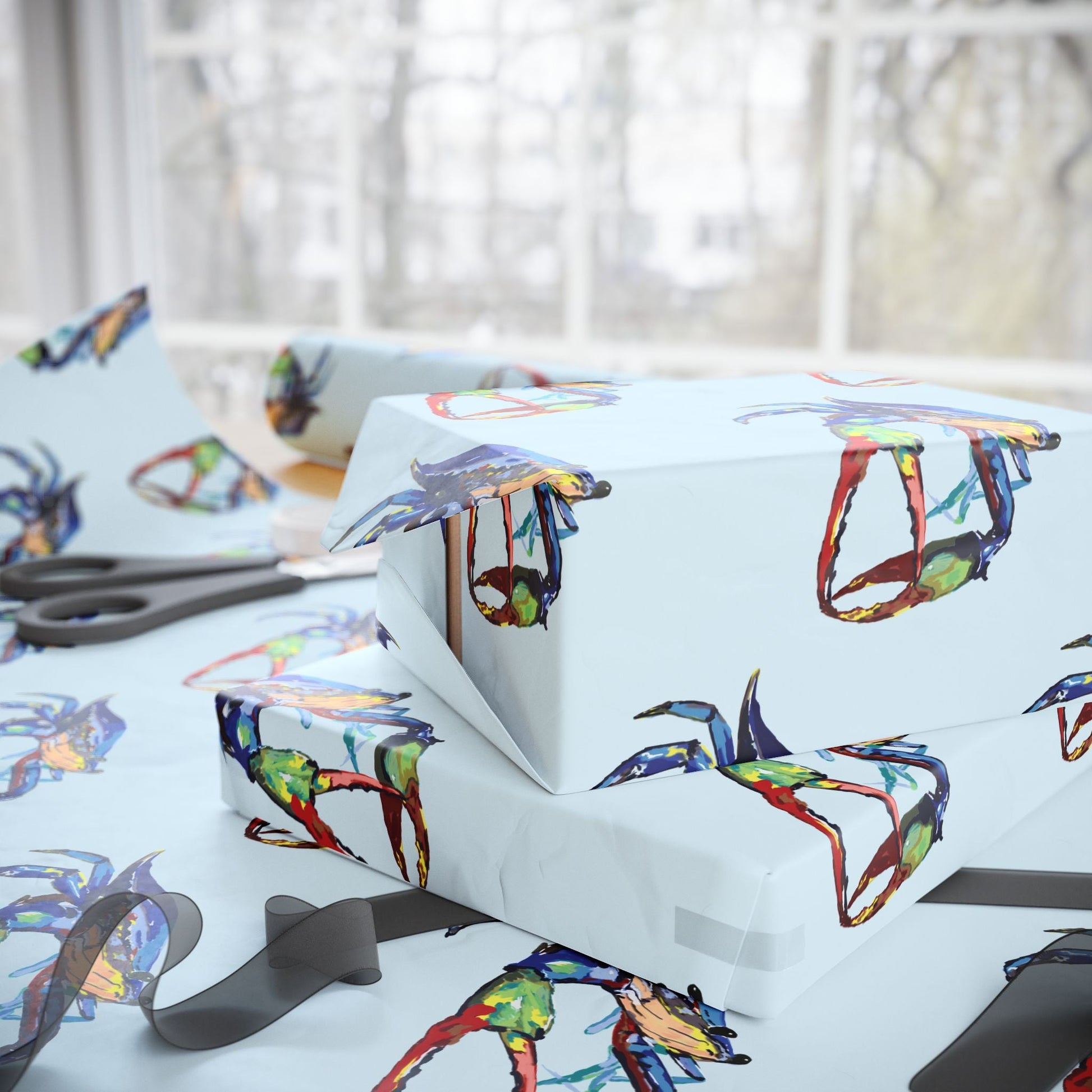 Colorful Crab Wrapping Paper - Eco Friendly Gift Wrap - Blue Cava