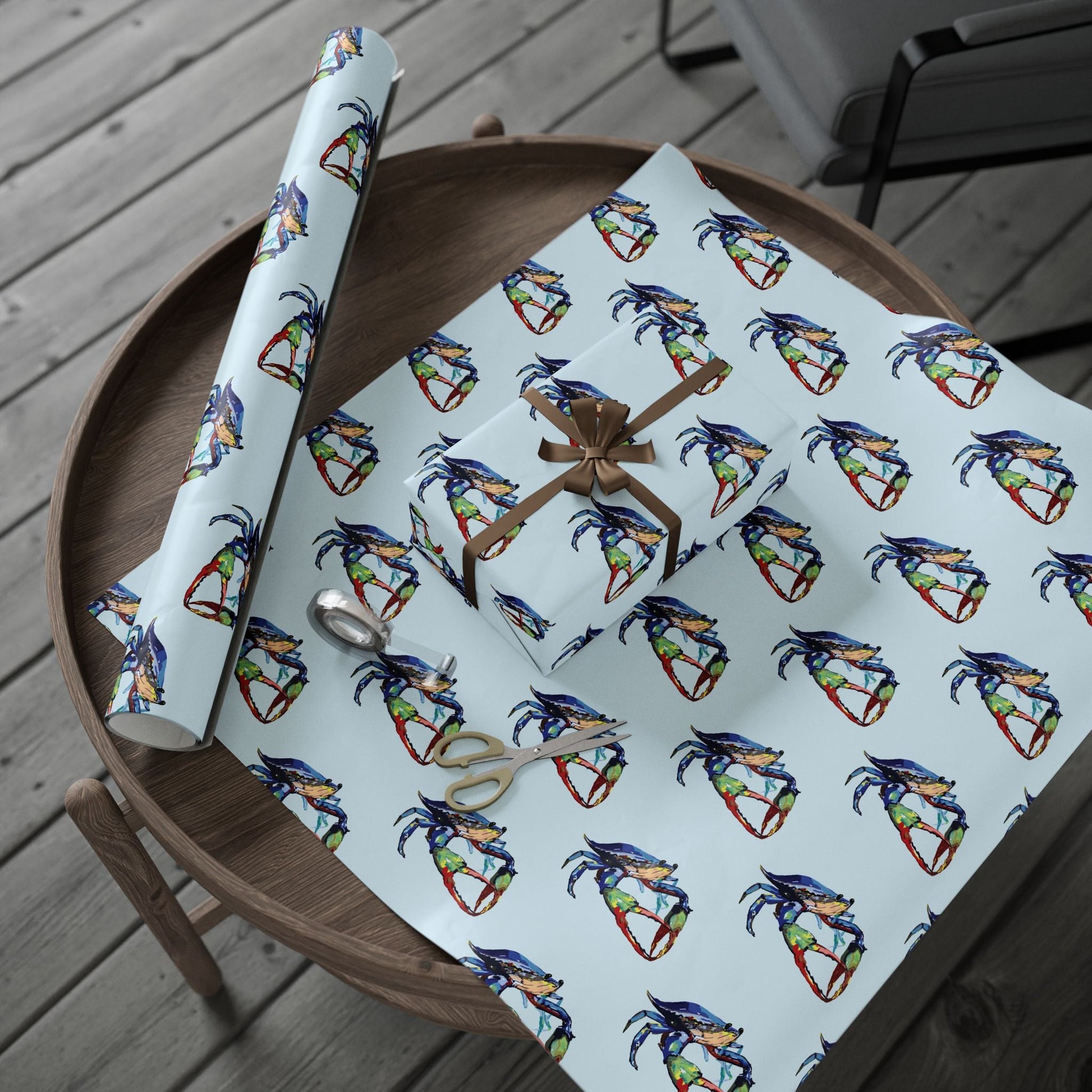 Colorful Crab Wrapping Paper - Eco Friendly Gift Wrap - Blue Cava