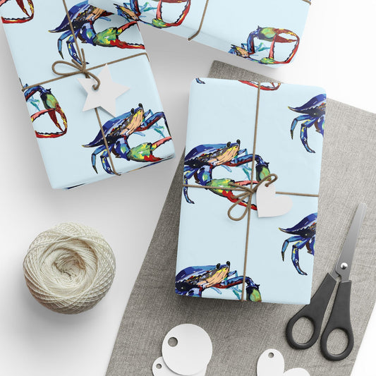 Colorful Crab Wrapping Paper - Eco Friendly Gift Wrap - Blue Cava