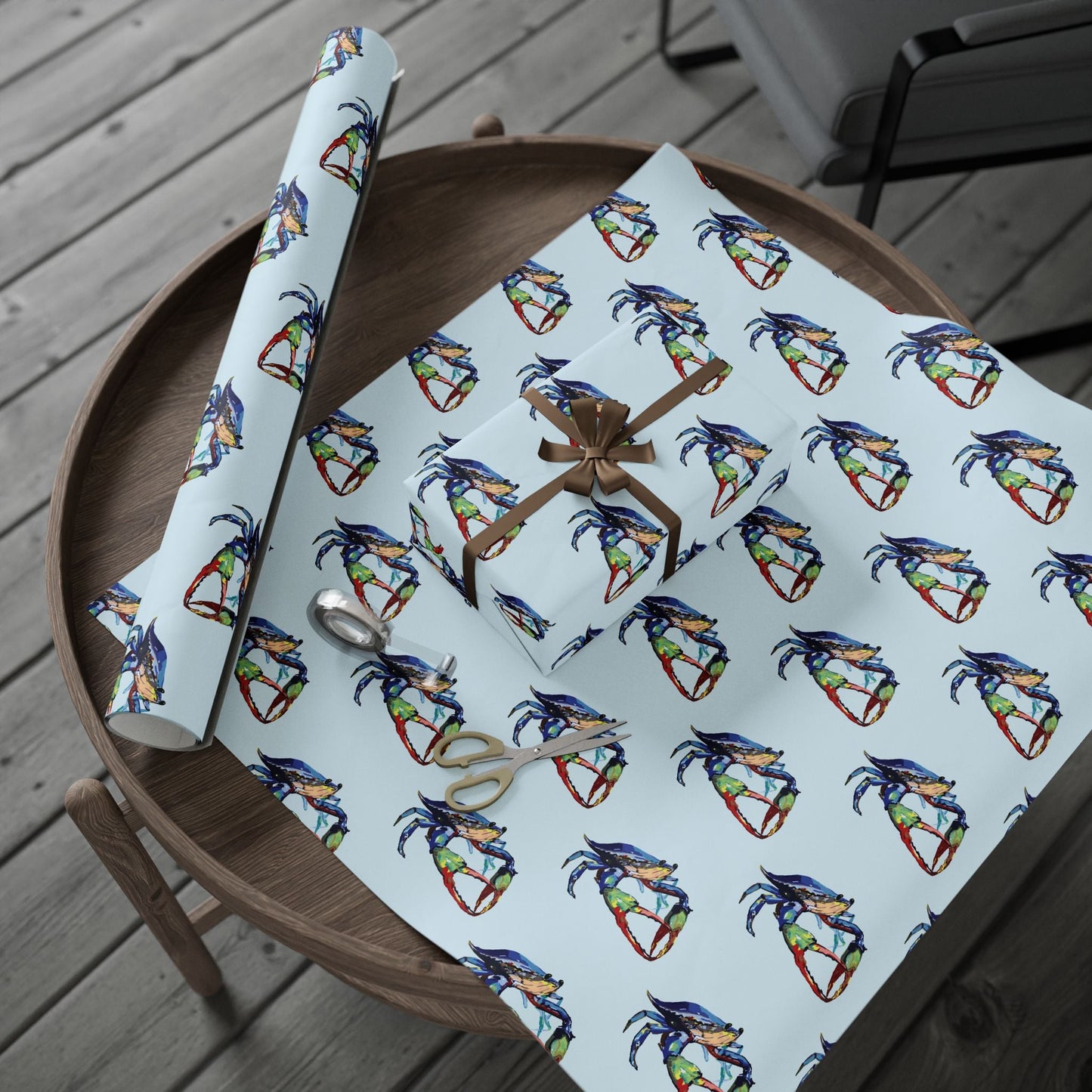 Colorful Crab Wrapping Paper - Eco Friendly Gift Wrap - Blue Cava