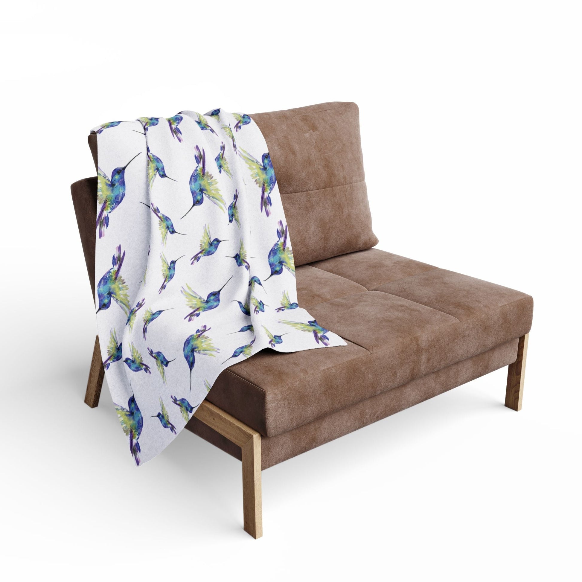 Colorful Hummingbird Fleece Blankets - Blue Cava