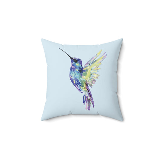 Colorful Hummingbird Pillow | Vibrant Home Decor - Blue Cava