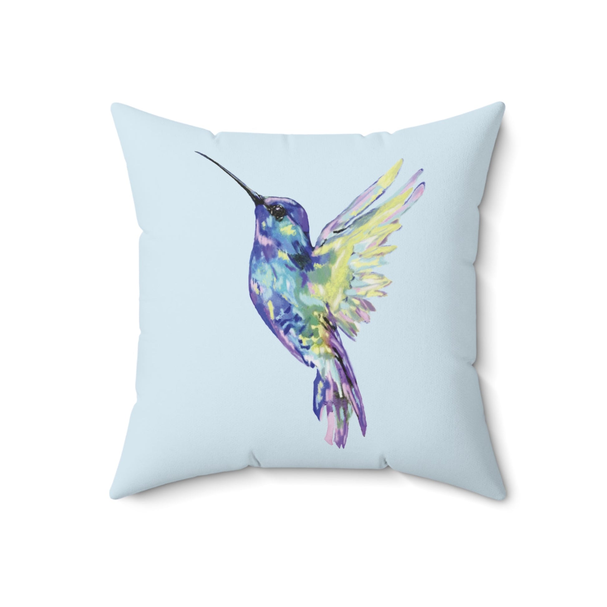 Colorful Hummingbird Pillow | Vibrant Home Decor - Blue Cava
