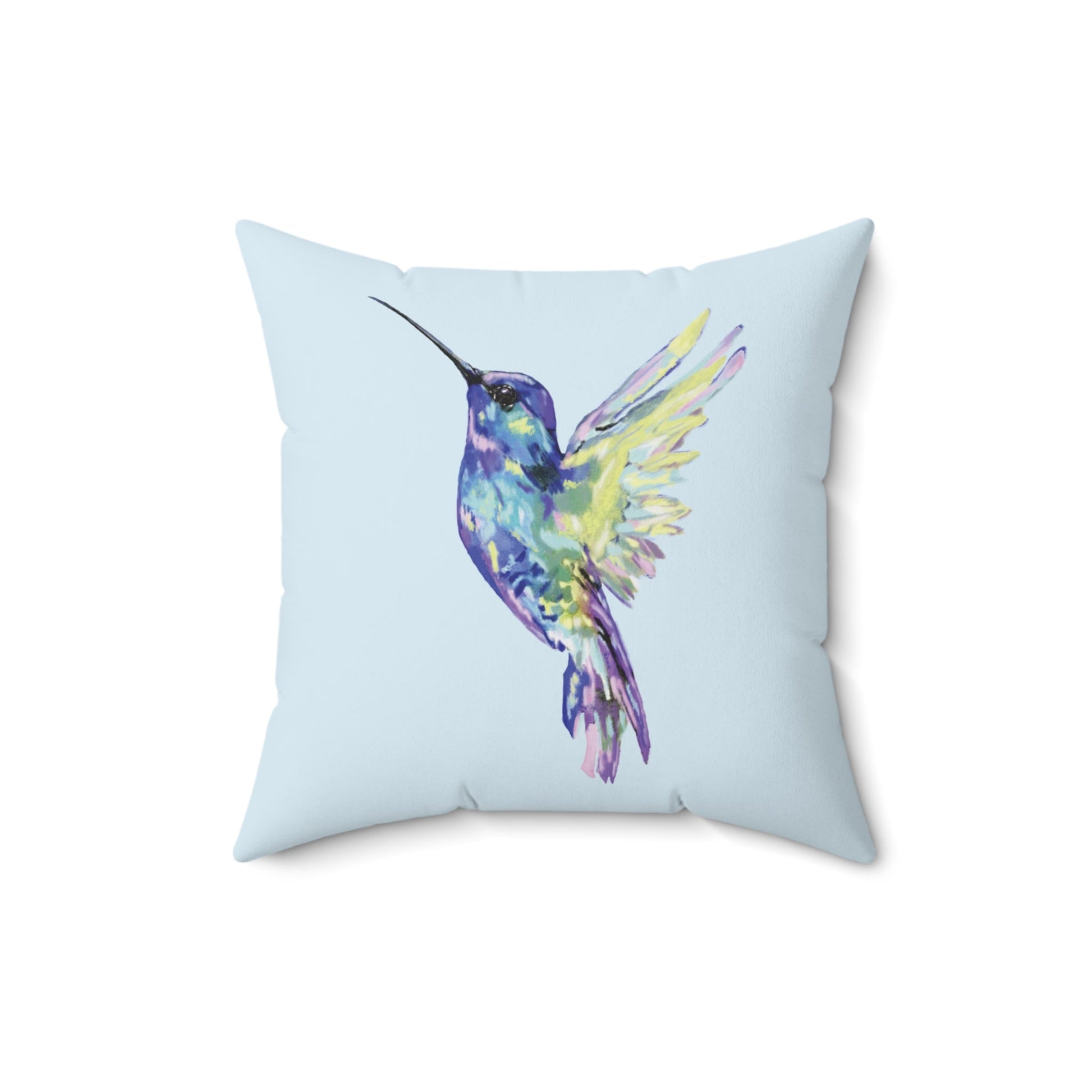 Colorful Hummingbird Pillow | Vibrant Home Decor - Blue Cava