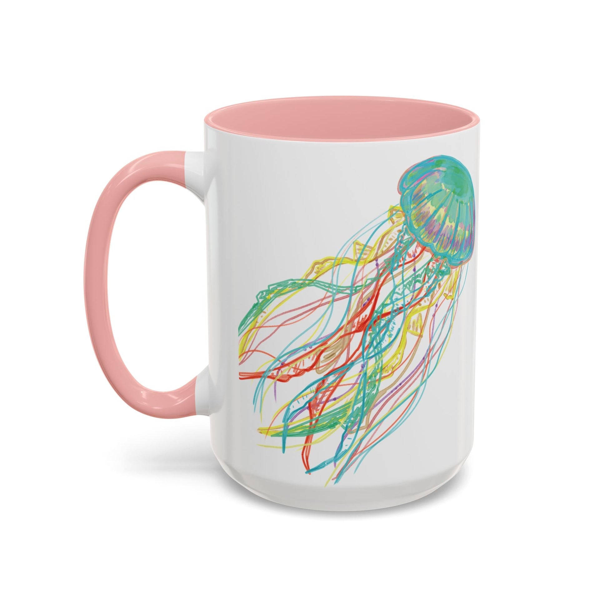 Colorful Jellyfish Accent Coffee Mug - Perfect for Ocean Lovers - Blue Cava