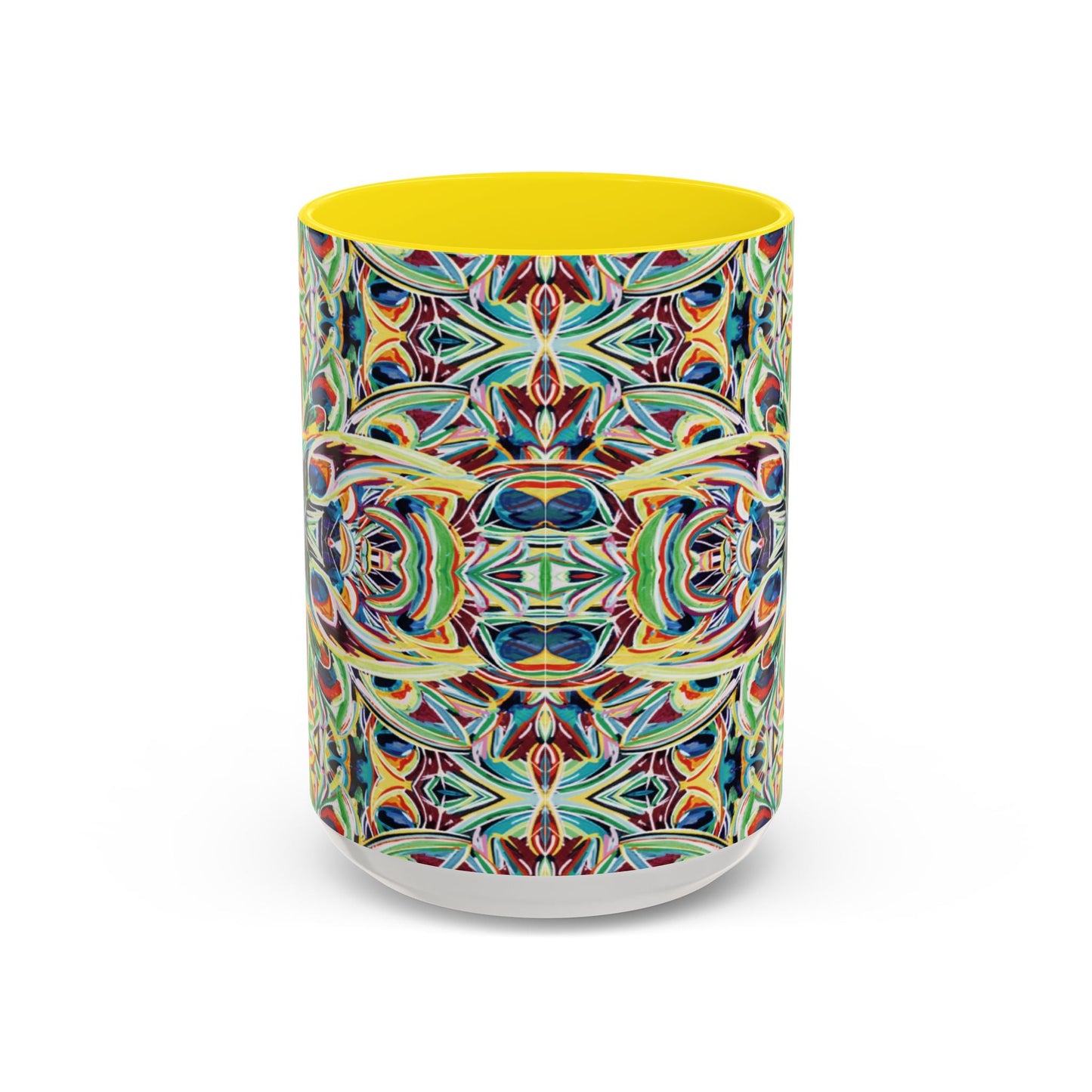 Colorful Mandala Two - Tone Ceramic Mug - 11 oz & 15 oz - Blue Cava
