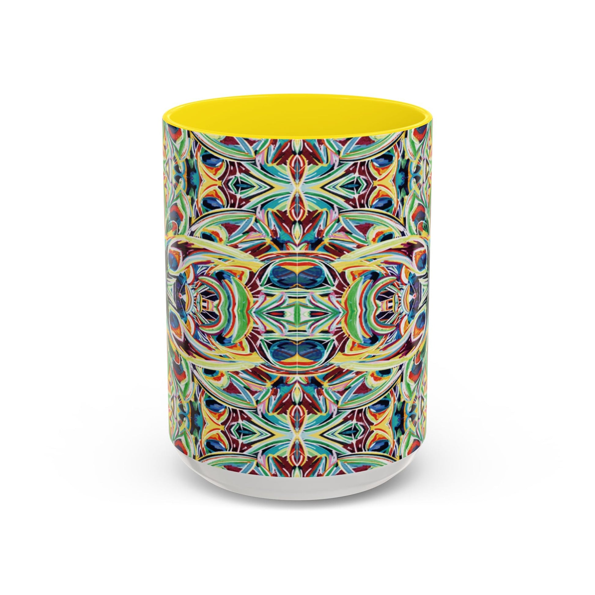 Colorful Mandala Two - Tone Ceramic Mug - 11 oz & 15 oz - Blue Cava