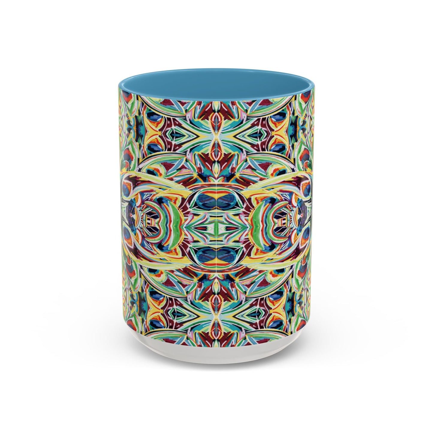 Colorful Mandala Two - Tone Ceramic Mug - 11 oz & 15 oz - Blue Cava