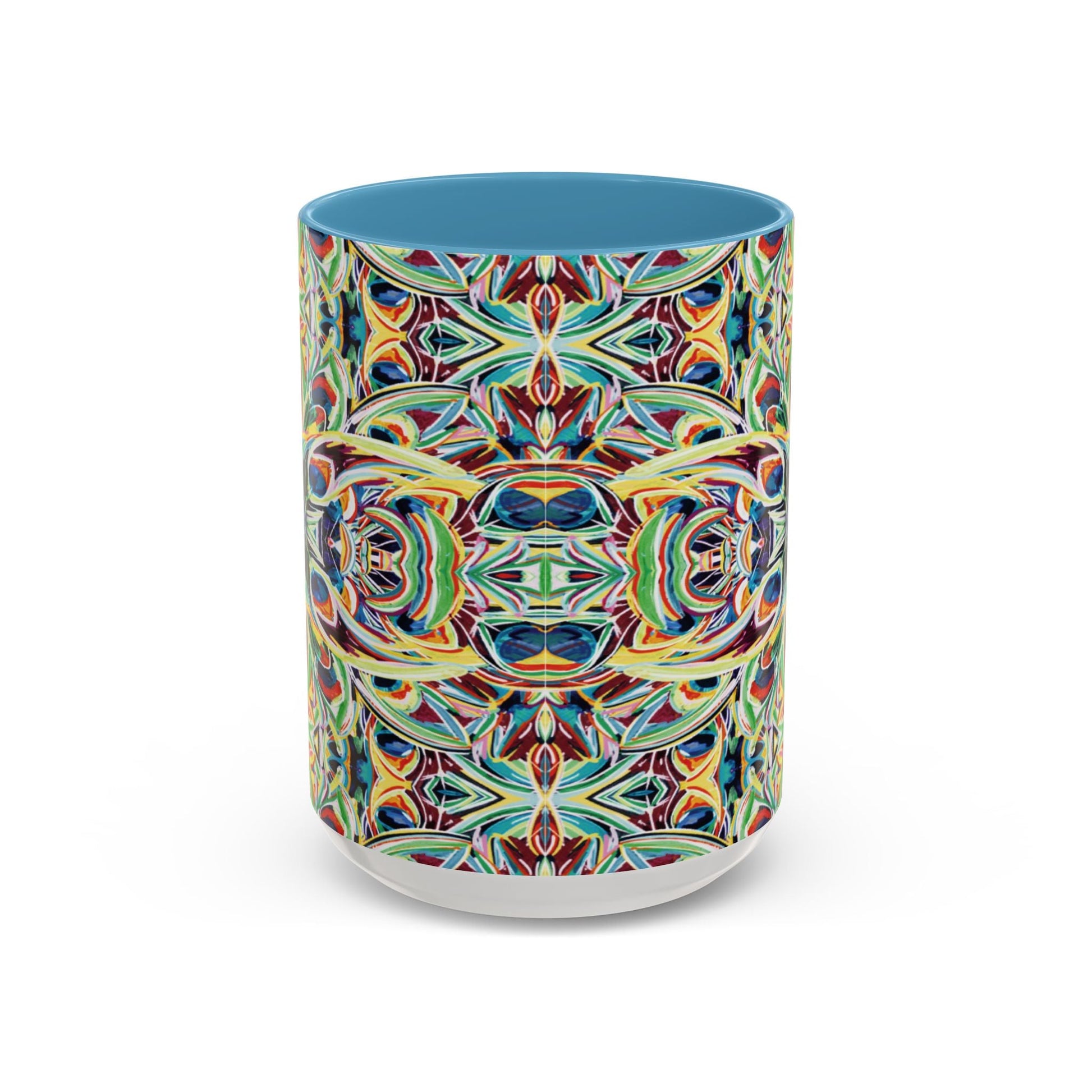 Colorful Mandala Two - Tone Ceramic Mug - 11 oz & 15 oz - Blue Cava