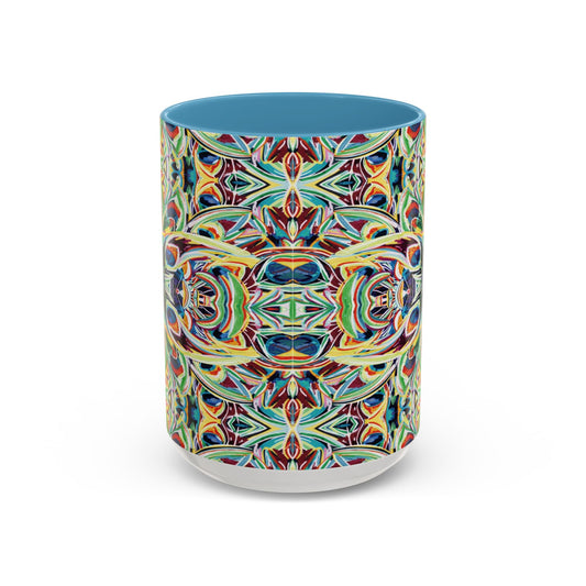 Colorful Mandala Two - Tone Ceramic Mug - 11 oz & 15 oz - Blue Cava