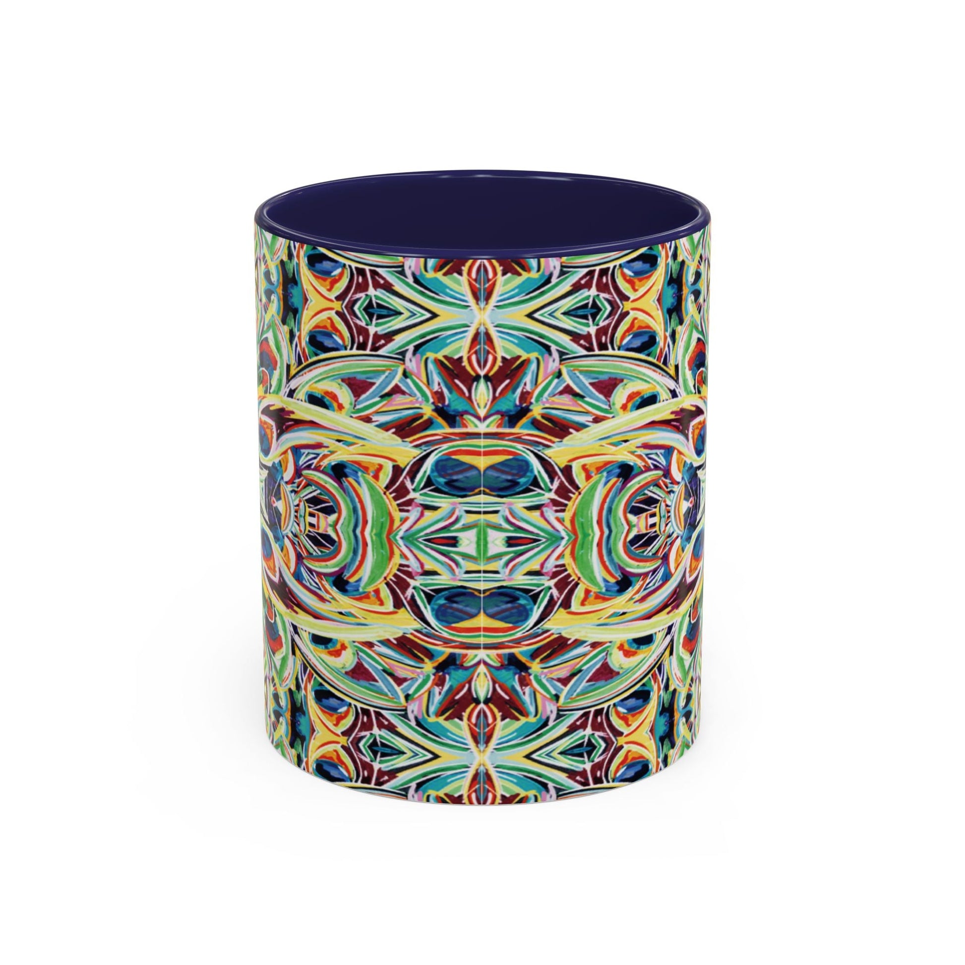 Colorful Mandala Two - Tone Ceramic Mug - 11 oz & 15 oz - Blue Cava
