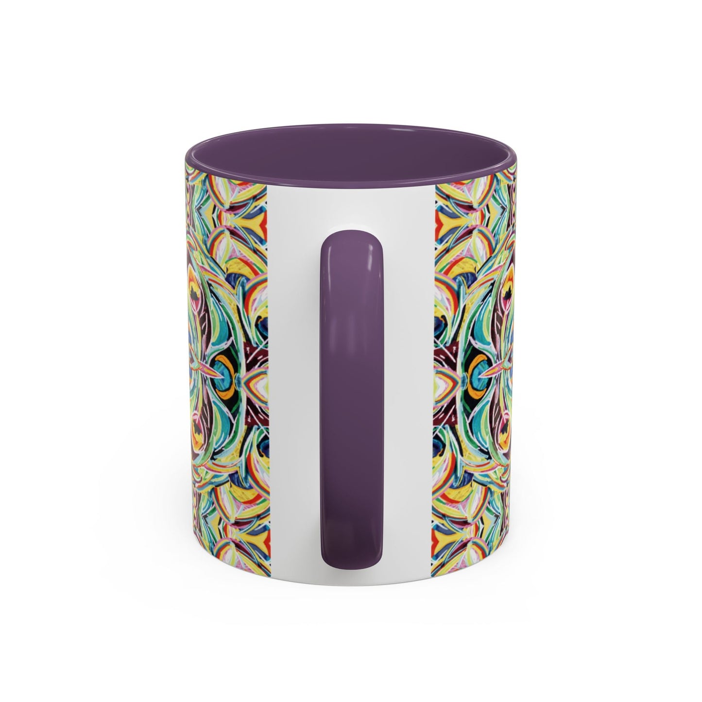 Colorful Mandala Two - Tone Ceramic Mug - 11 oz & 15 oz - Blue Cava