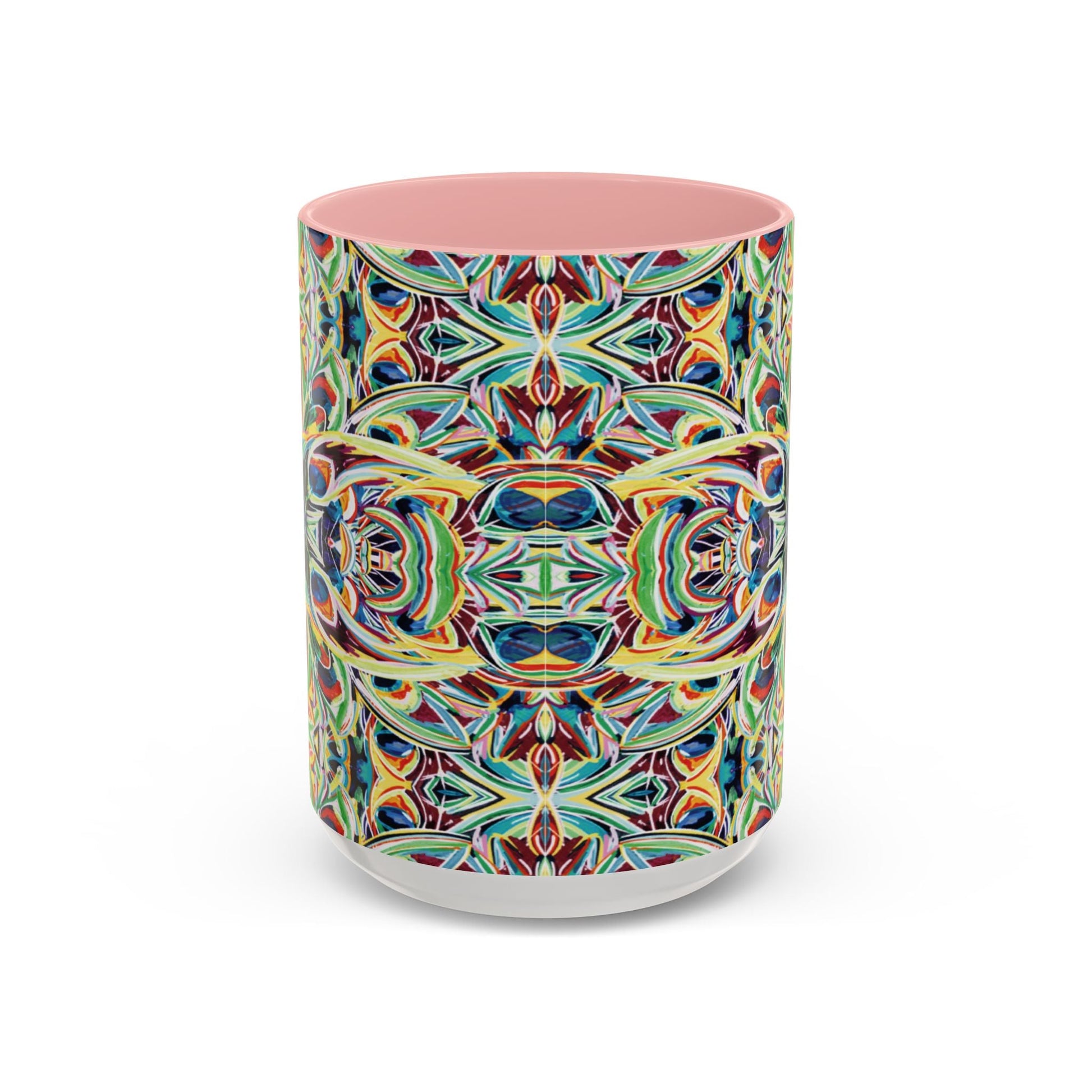 Colorful Mandala Two - Tone Ceramic Mug - 11 oz & 15 oz - Blue Cava