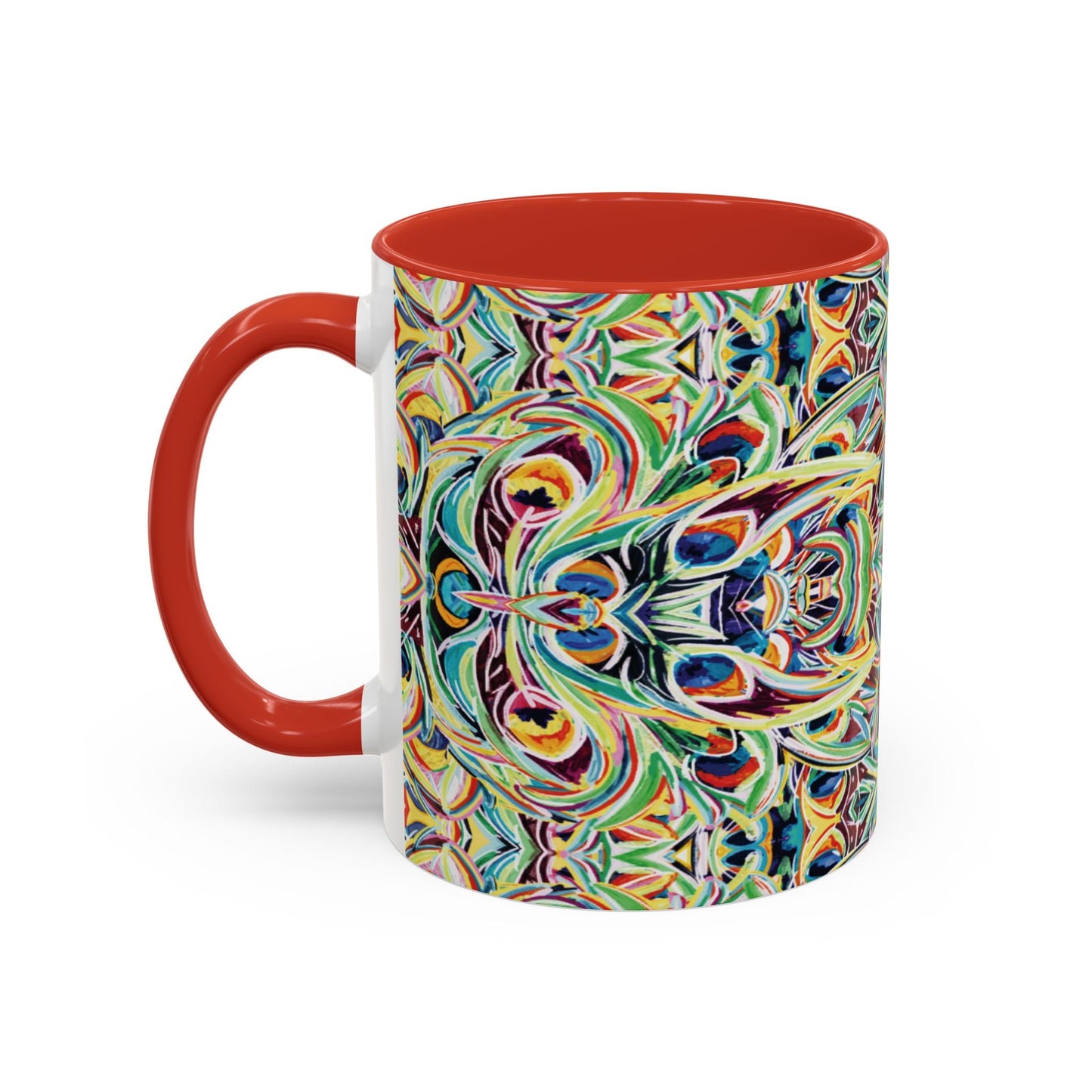 Colorful Mandala Two - Tone Ceramic Mug - 11 oz & 15 oz - Blue Cava