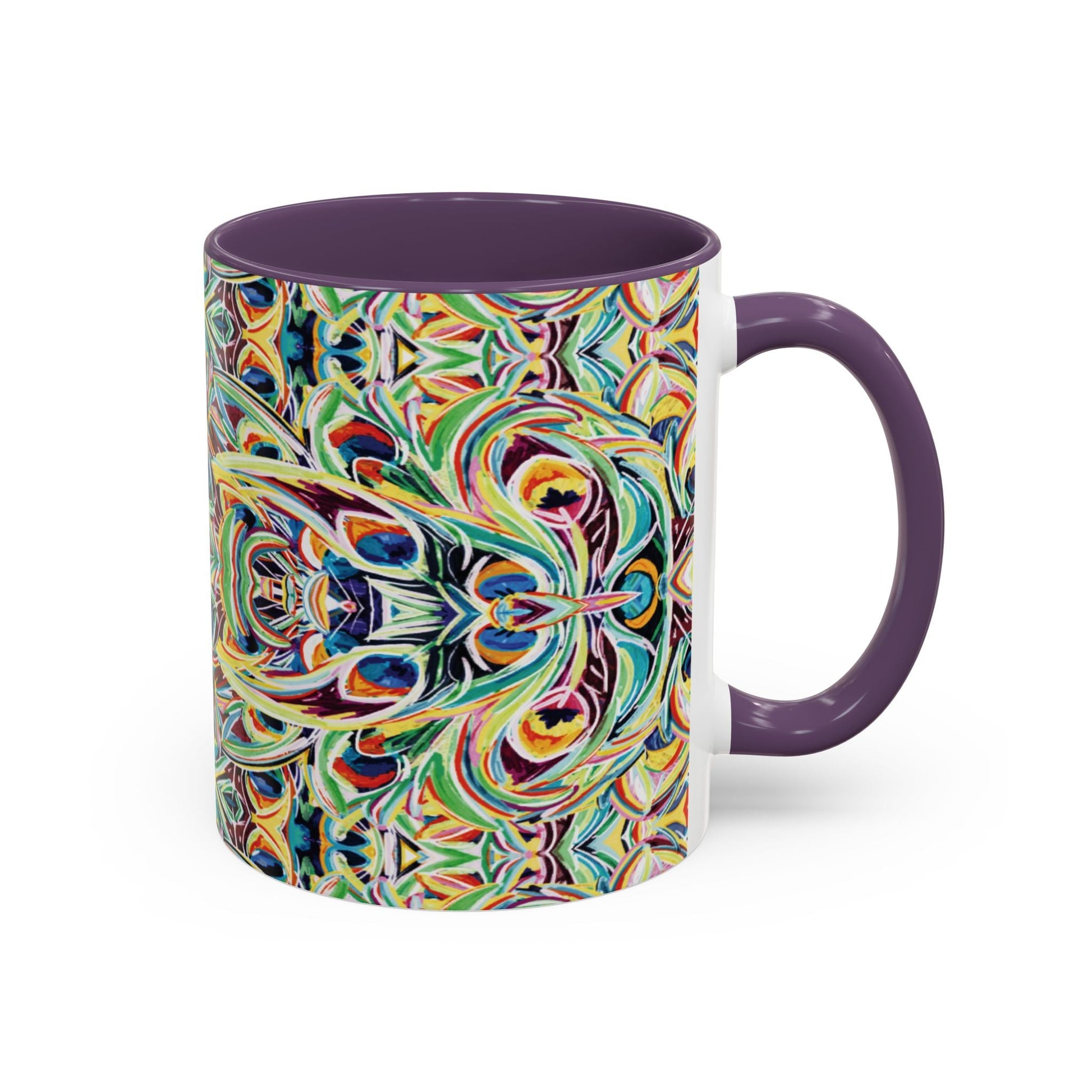 Colorful Mandala Two - Tone Ceramic Mug - 11 oz & 15 oz - Blue Cava