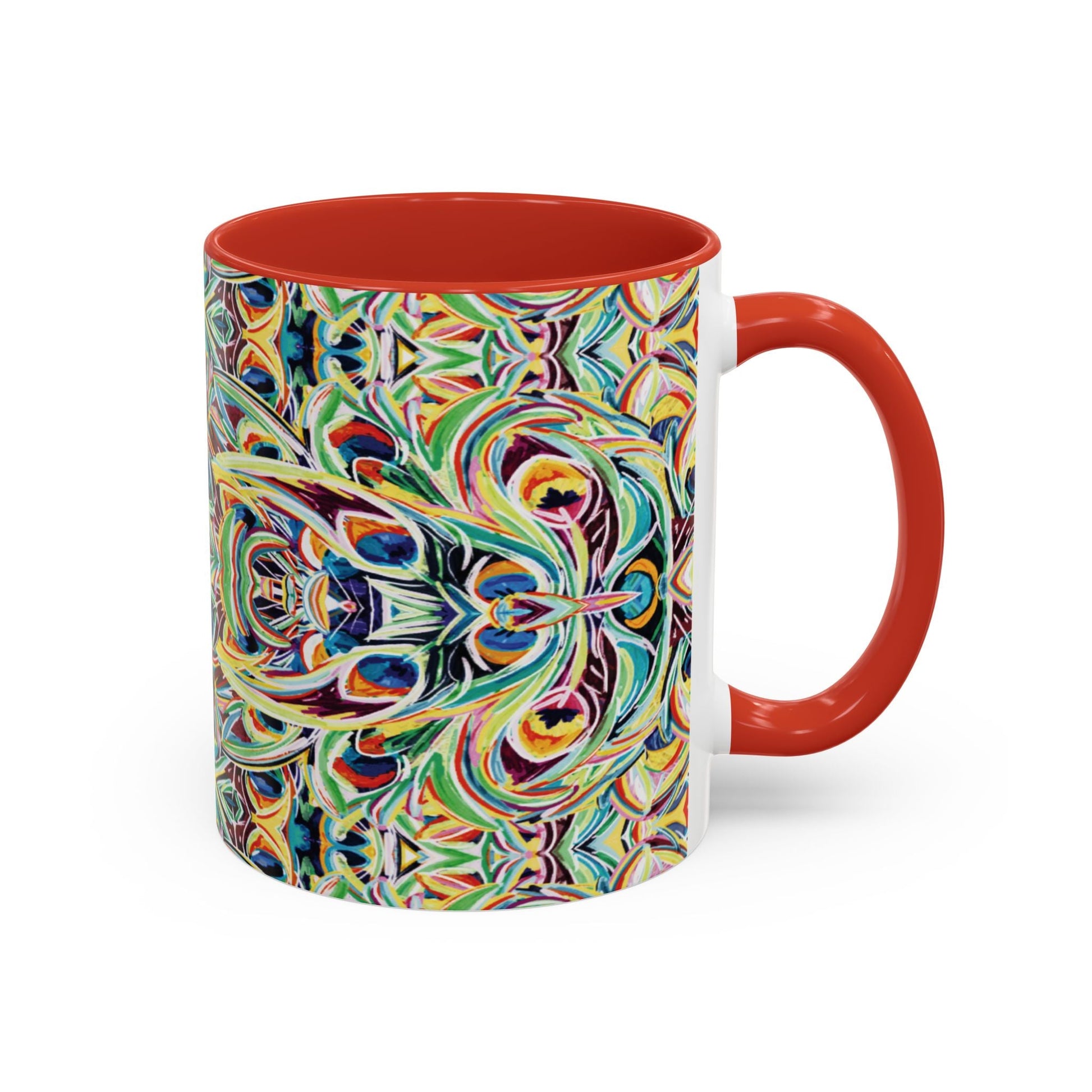 Colorful Mandala Two - Tone Ceramic Mug - 11 oz & 15 oz - Blue Cava