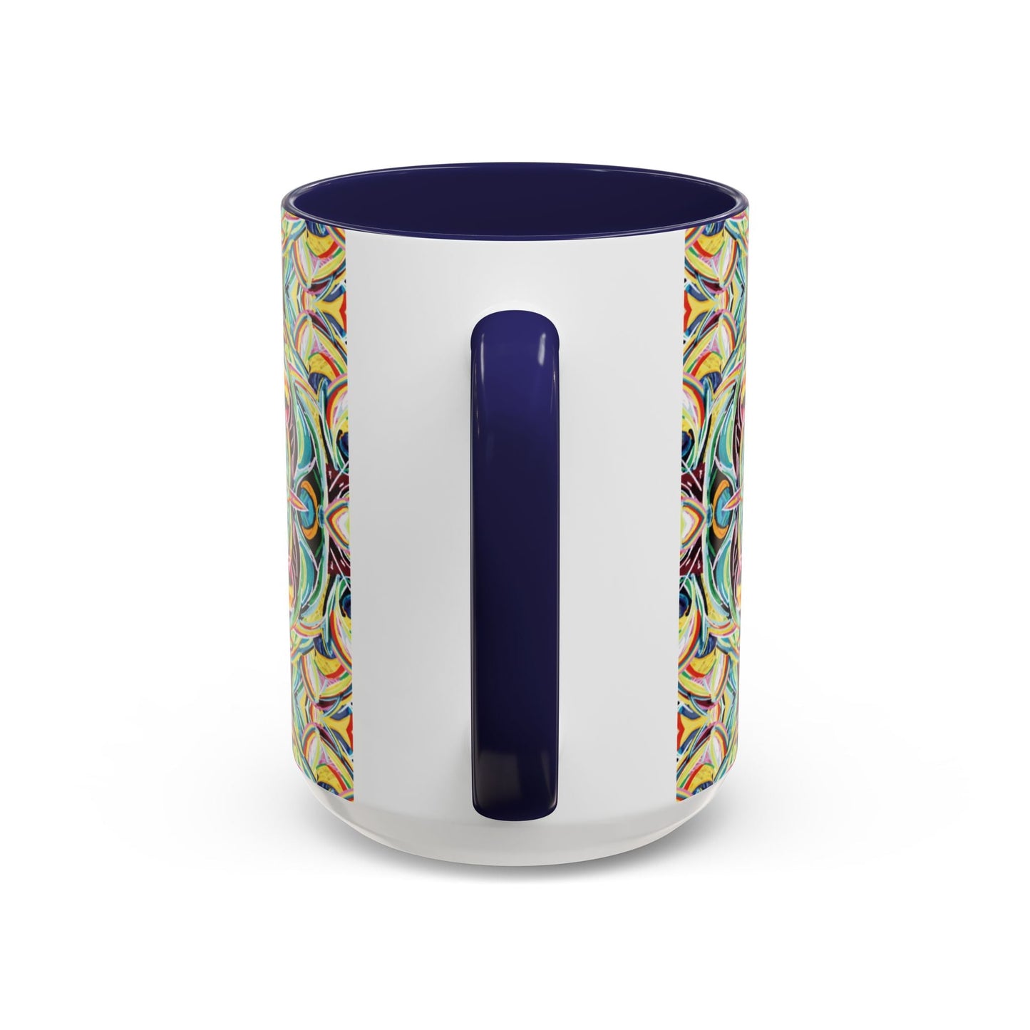Colorful Mandala Two - Tone Ceramic Mug - 11 oz & 15 oz - Blue Cava