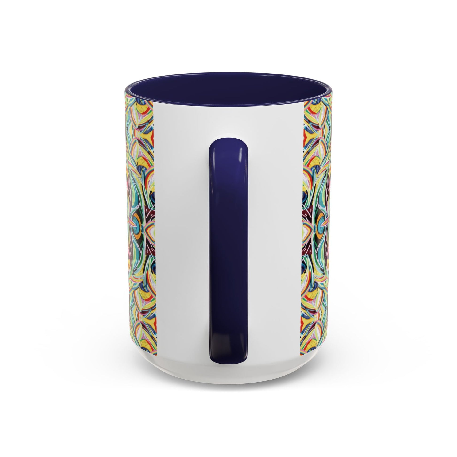 Colorful Mandala Two - Tone Ceramic Mug - 11 oz & 15 oz - Blue Cava