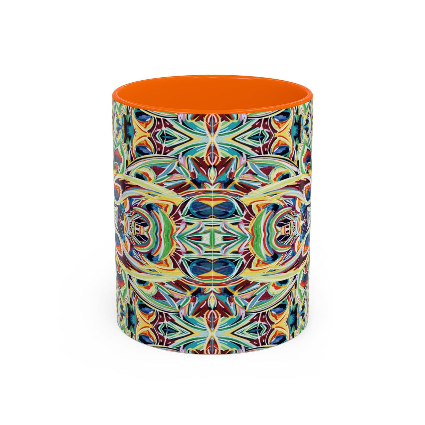 Colorful Mandala Two - Tone Ceramic Mug - 11 oz & 15 oz - Blue Cava