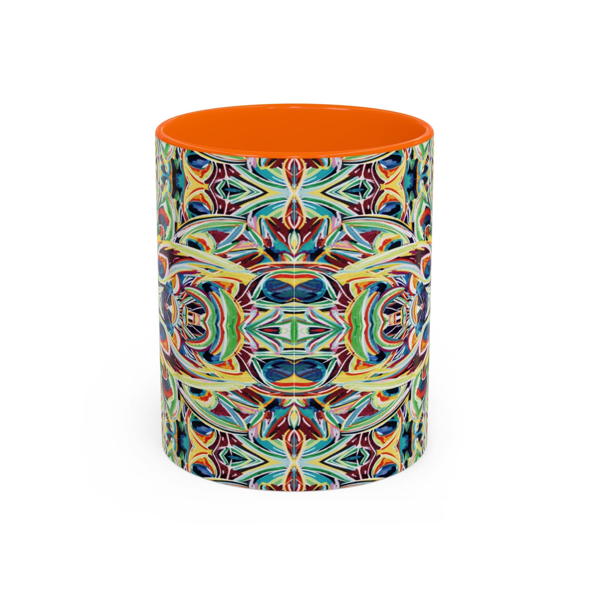 Colorful Mandala Two - Tone Ceramic Mug - 11 oz & 15 oz - Blue Cava