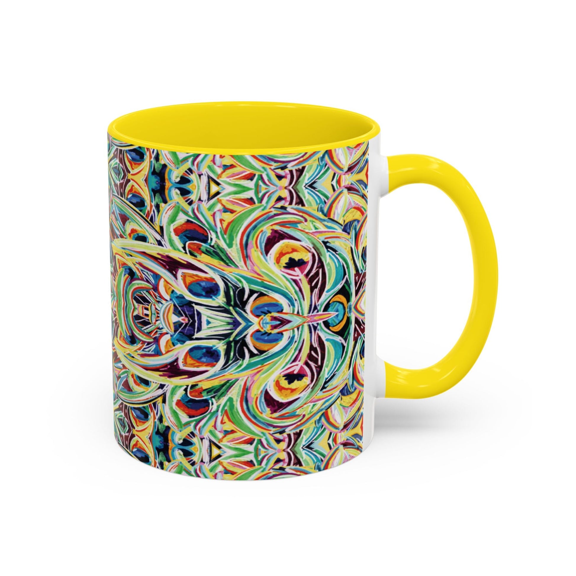 Colorful Mandala Two - Tone Ceramic Mug - 11 oz & 15 oz - Blue Cava