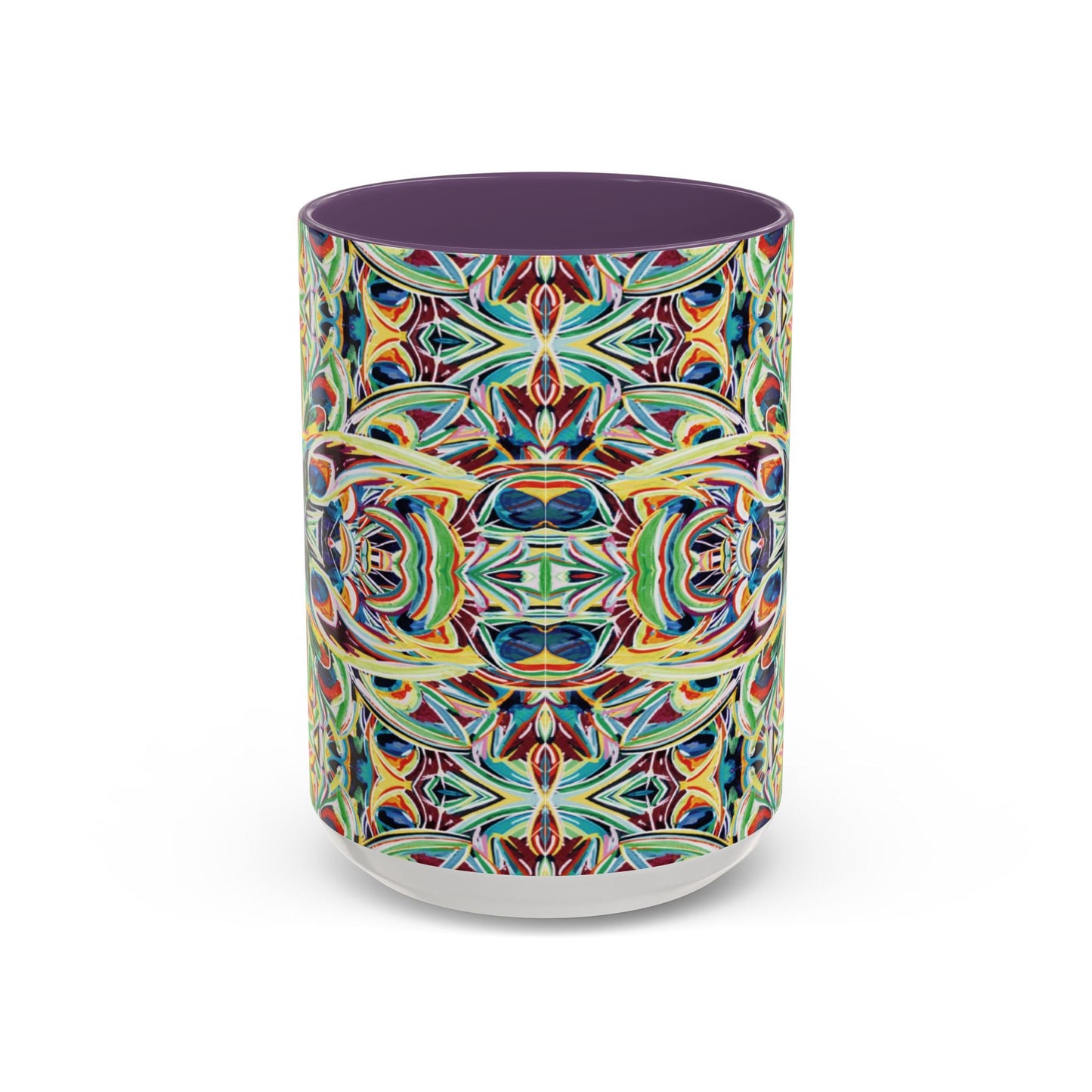 Colorful Mandala Two - Tone Ceramic Mug - 11 oz & 15 oz - Blue Cava