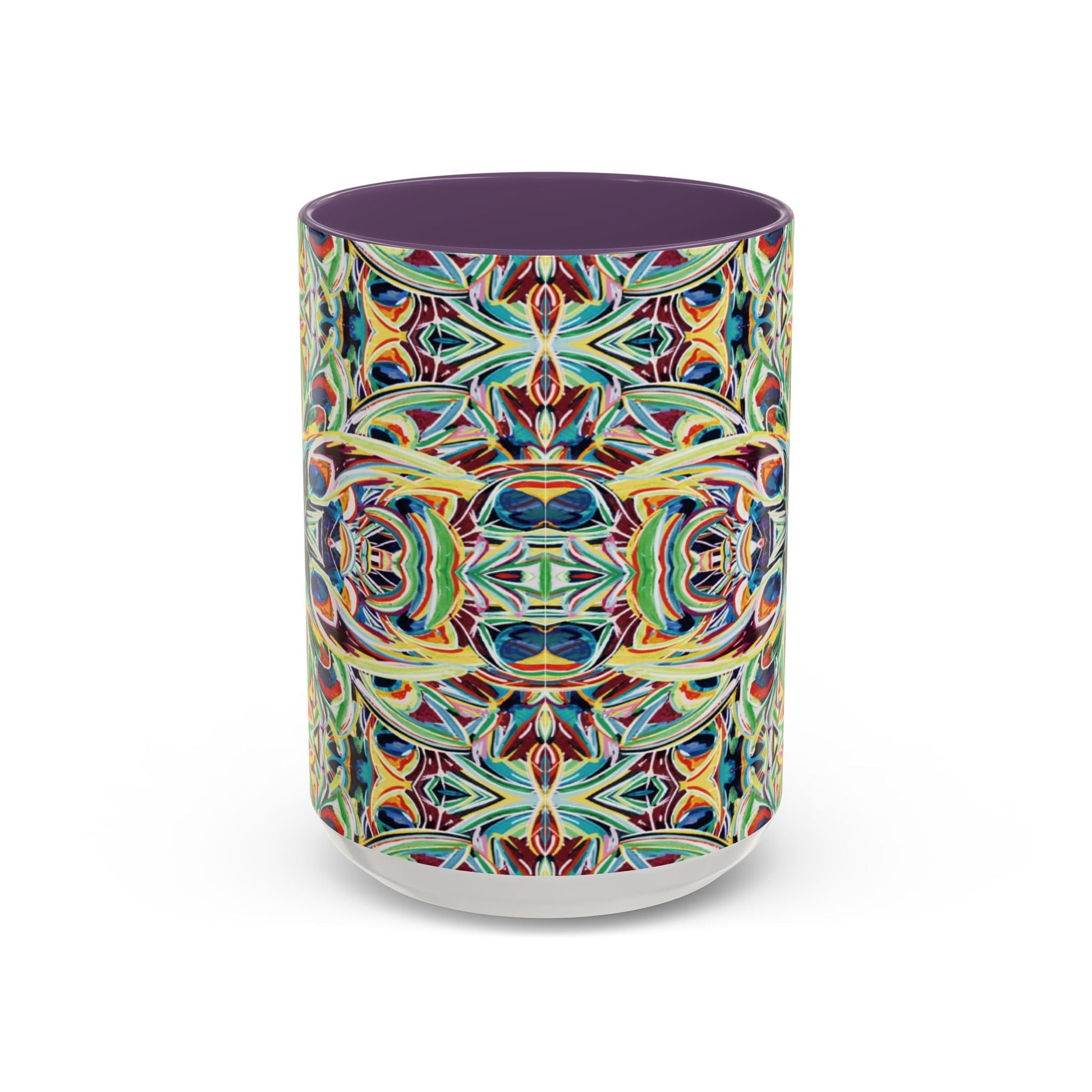 Colorful Mandala Two - Tone Ceramic Mug - 11 oz & 15 oz - Blue Cava