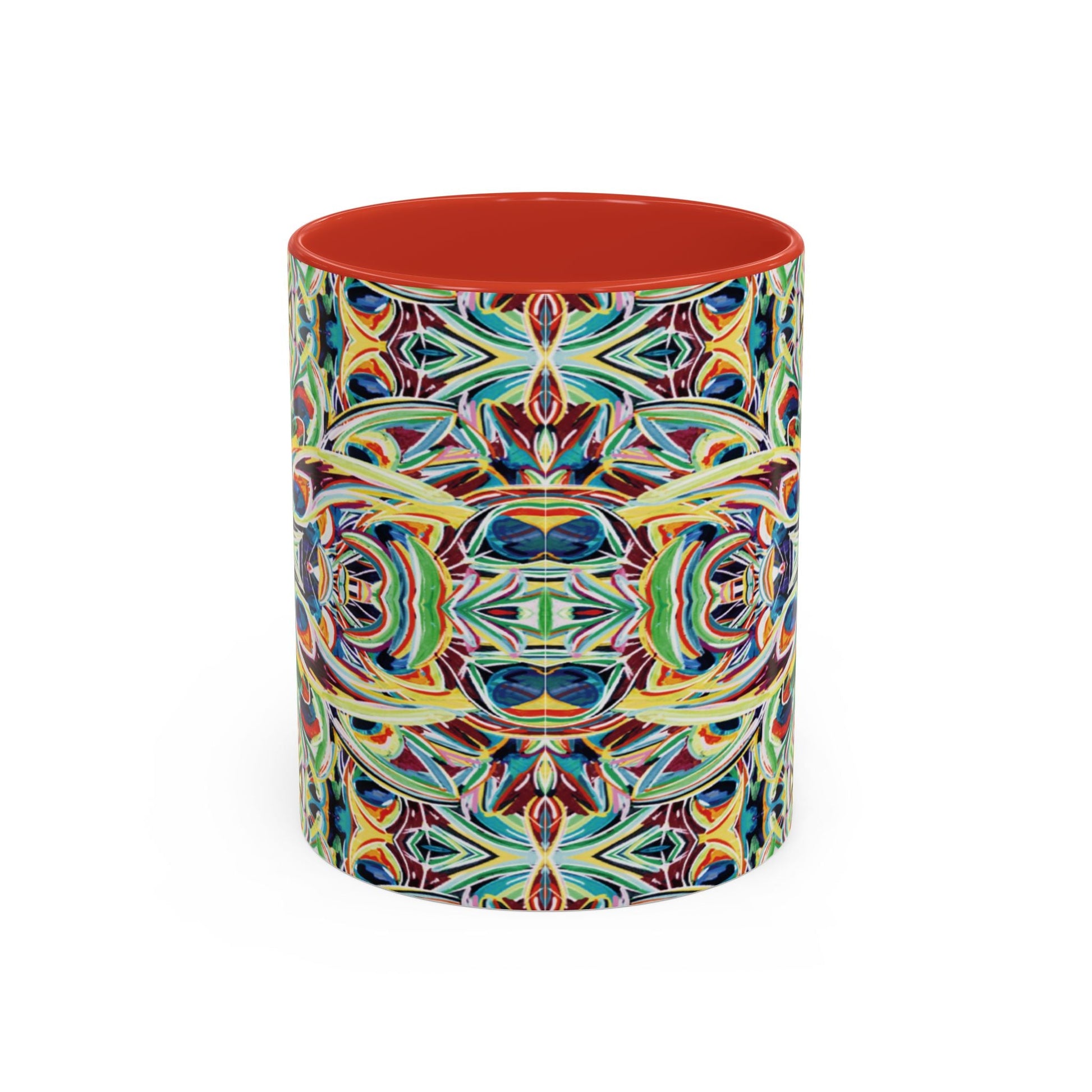 Colorful Mandala Two - Tone Ceramic Mug - 11 oz & 15 oz - Blue Cava