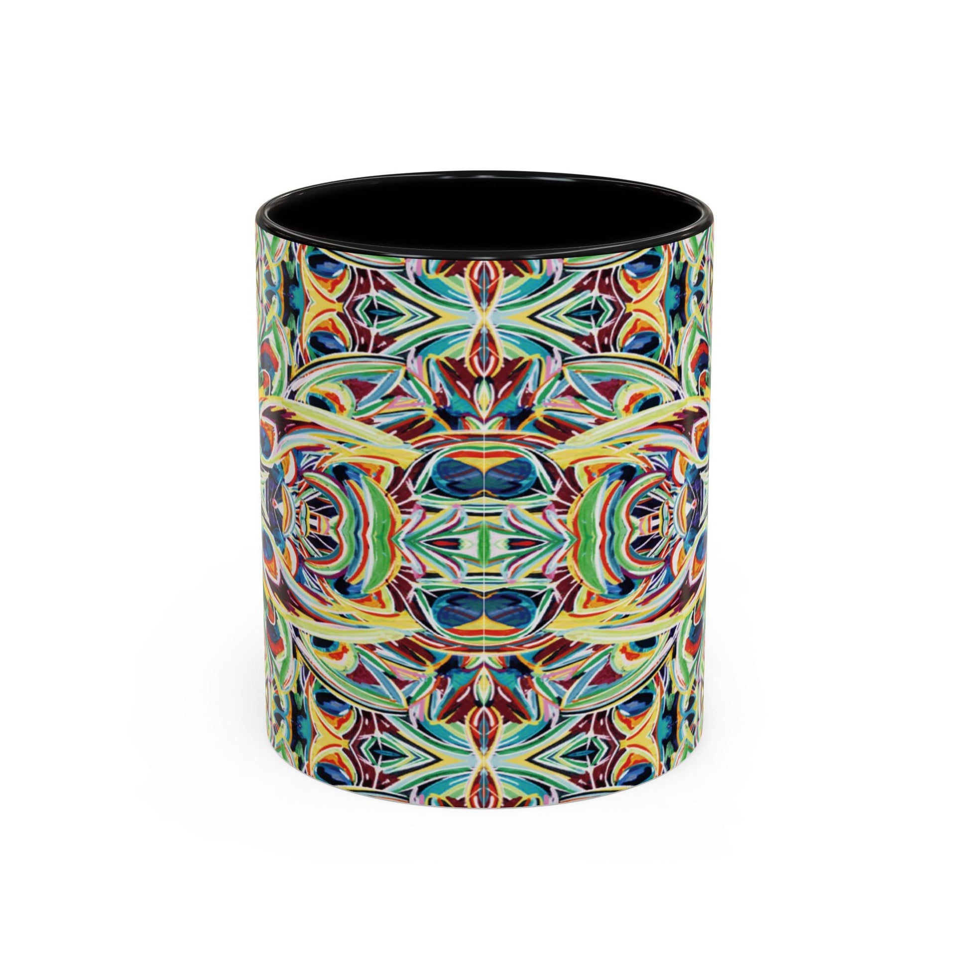 Colorful Mandala Two - Tone Ceramic Mug - 11 oz & 15 oz - Blue Cava