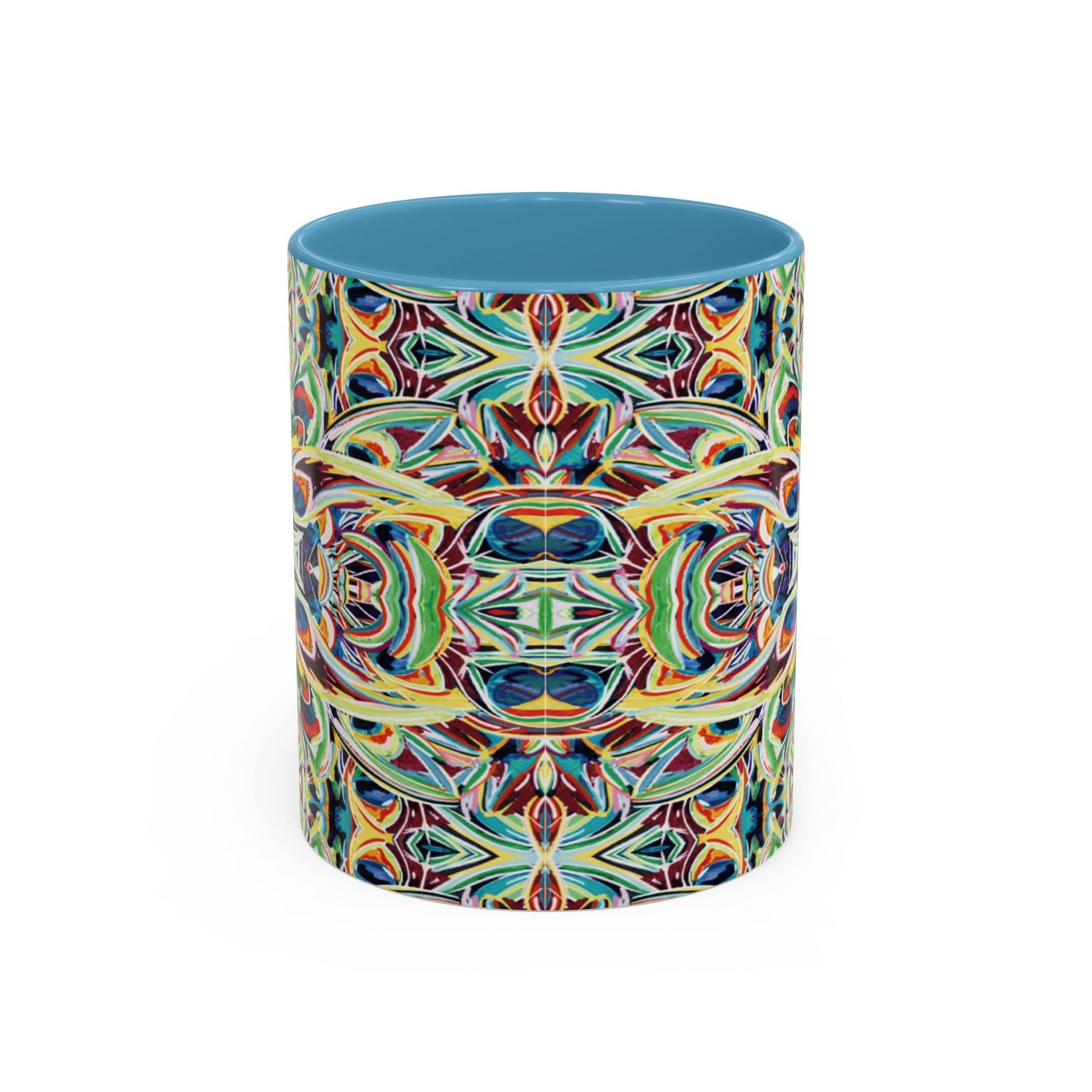 Colorful Mandala Two - Tone Ceramic Mug - 11 oz & 15 oz - Blue Cava