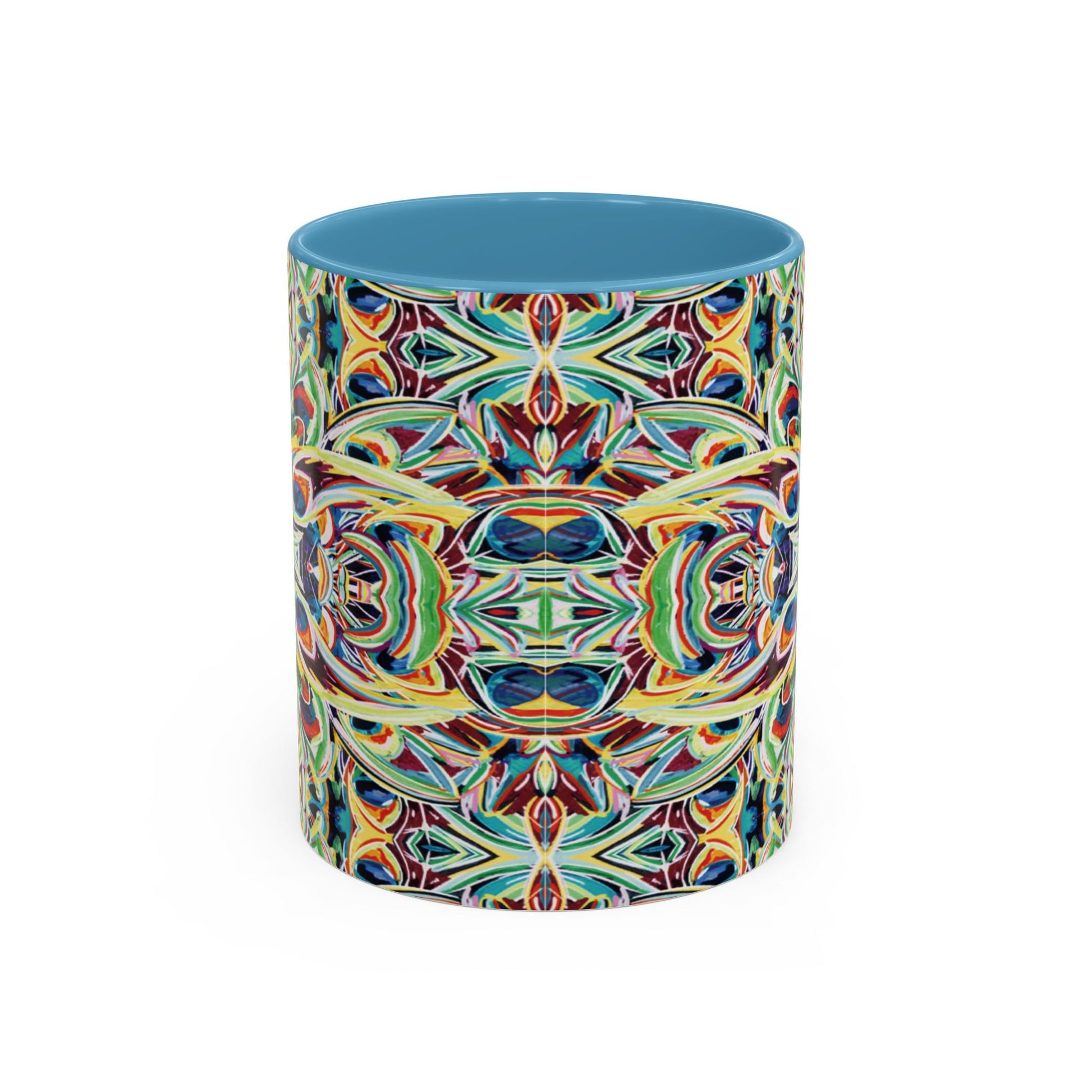 Colorful Mandala Two - Tone Ceramic Mug - 11 oz & 15 oz - Blue Cava