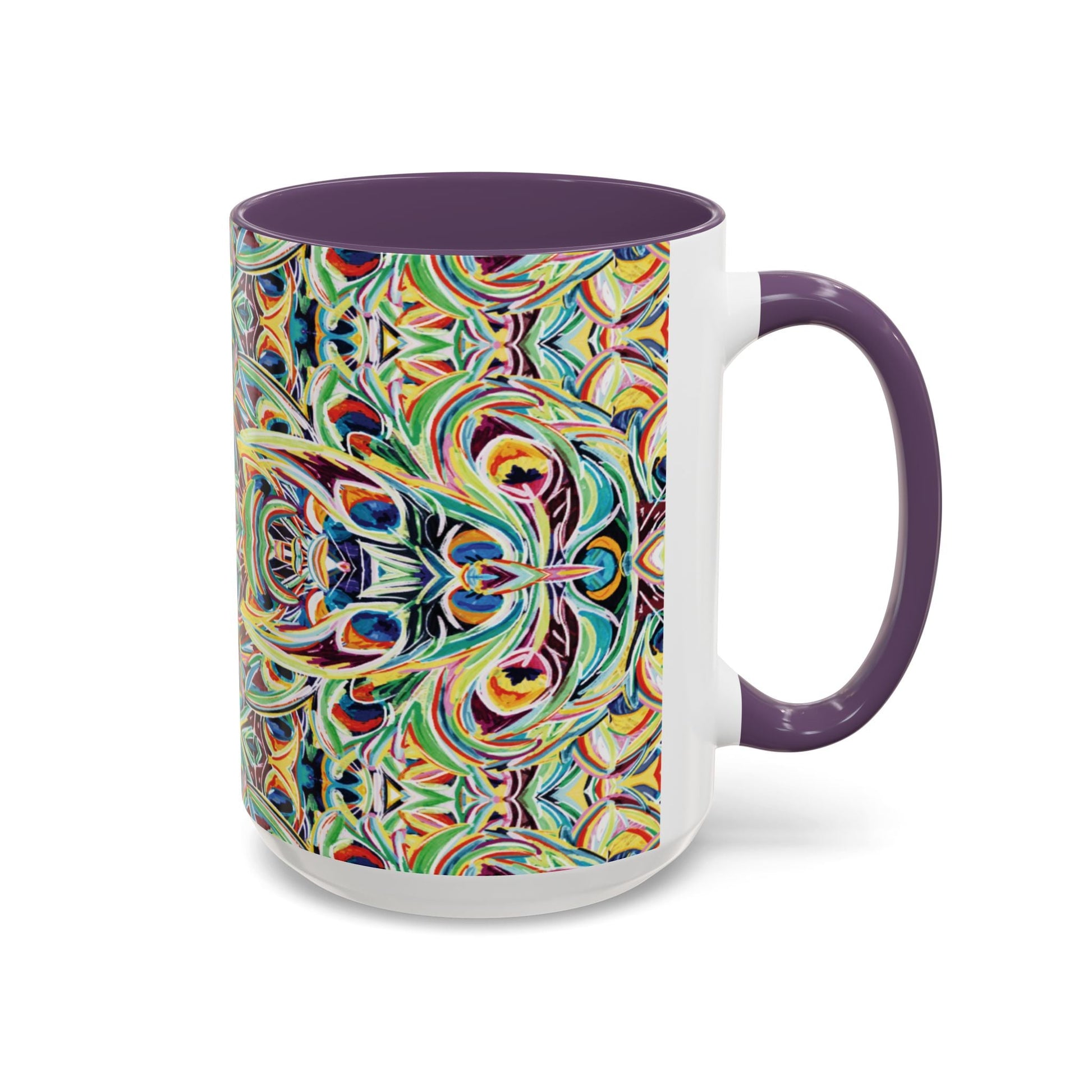 Colorful Mandala Two - Tone Ceramic Mug - 11 oz & 15 oz - Blue Cava