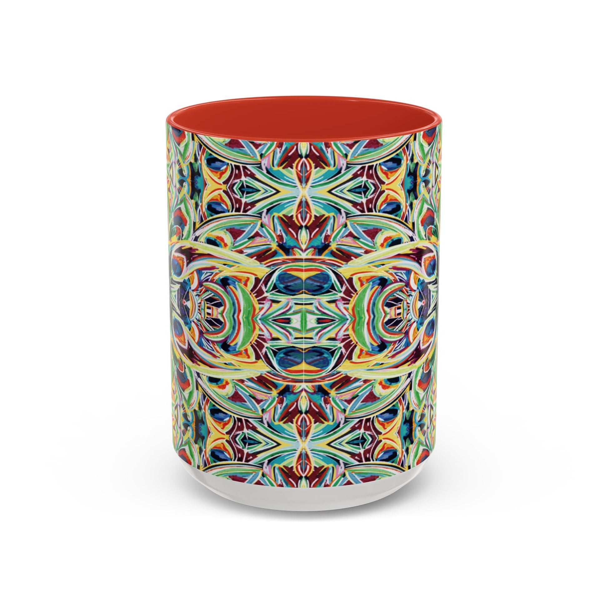 Colorful Mandala Two - Tone Ceramic Mug - 11 oz & 15 oz - Blue Cava