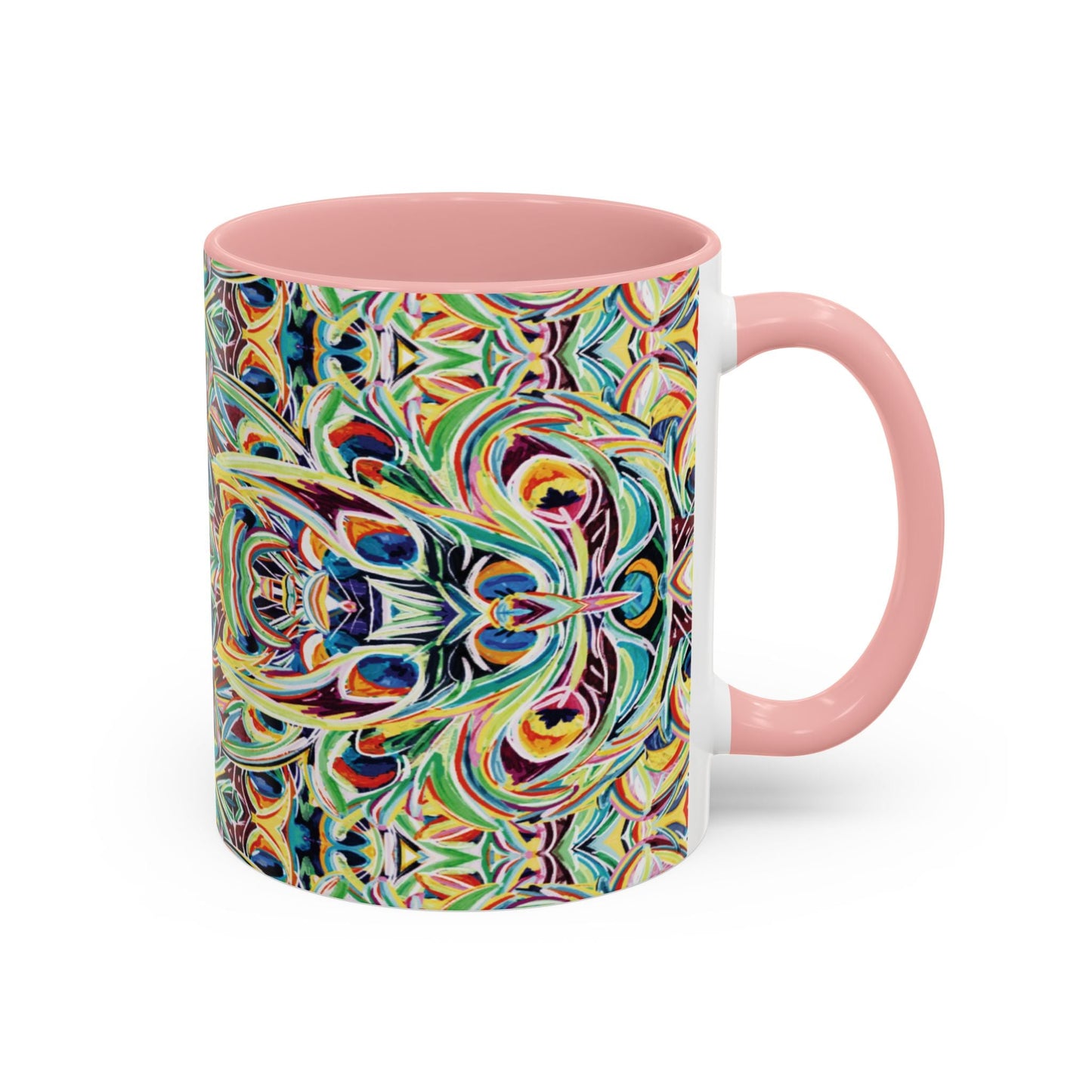Colorful Mandala Two - Tone Ceramic Mug - 11 oz & 15 oz - Blue Cava