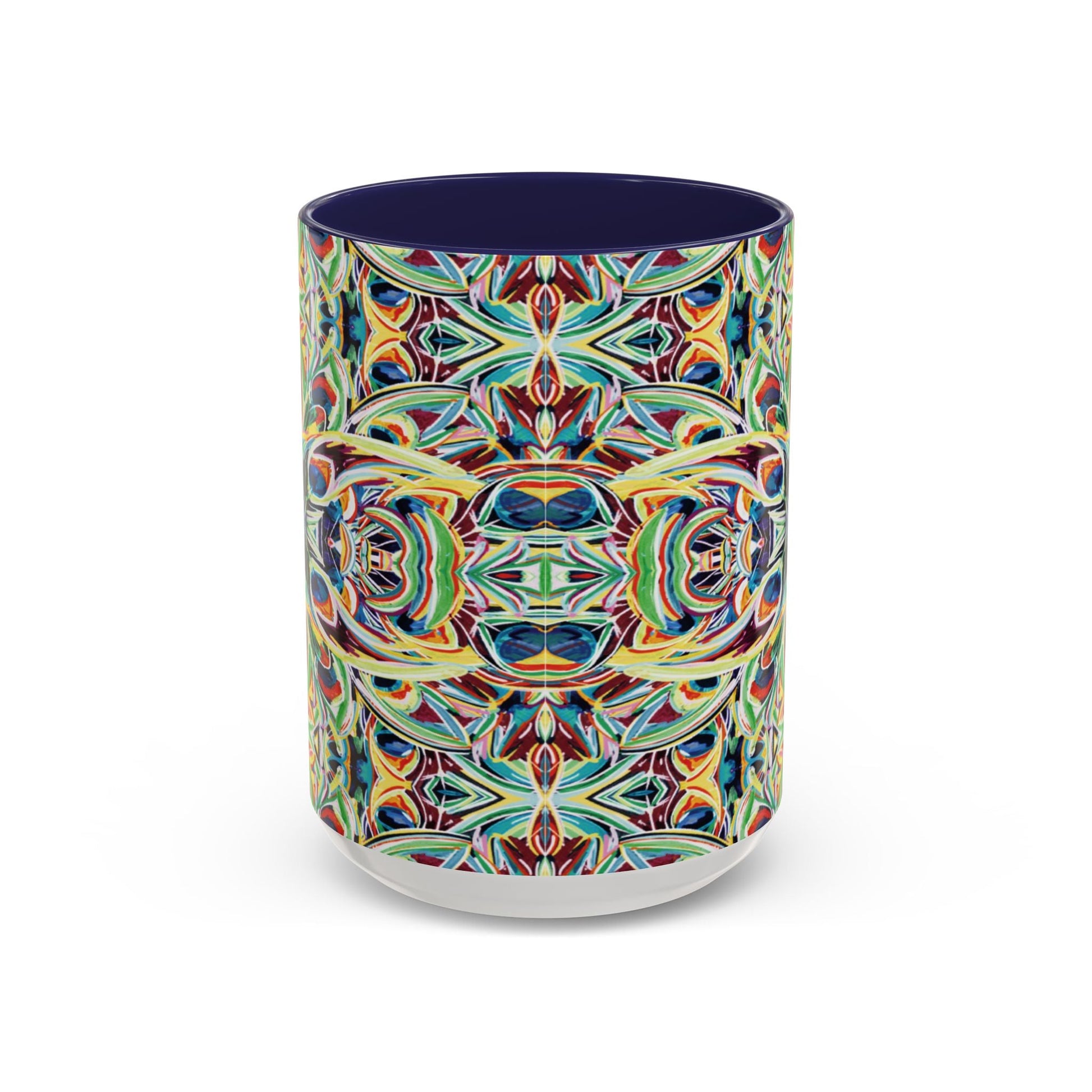 Colorful Mandala Two - Tone Ceramic Mug - 11 oz & 15 oz - Blue Cava