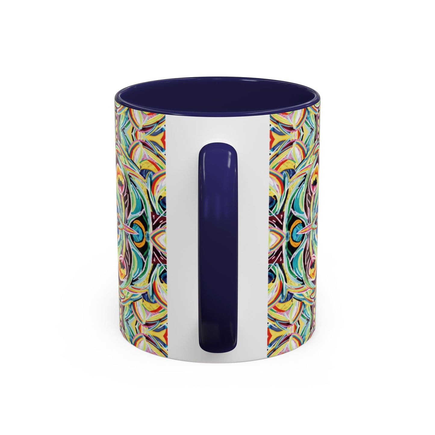 Colorful Mandala Two - Tone Ceramic Mug - 11 oz & 15 oz - Blue Cava
