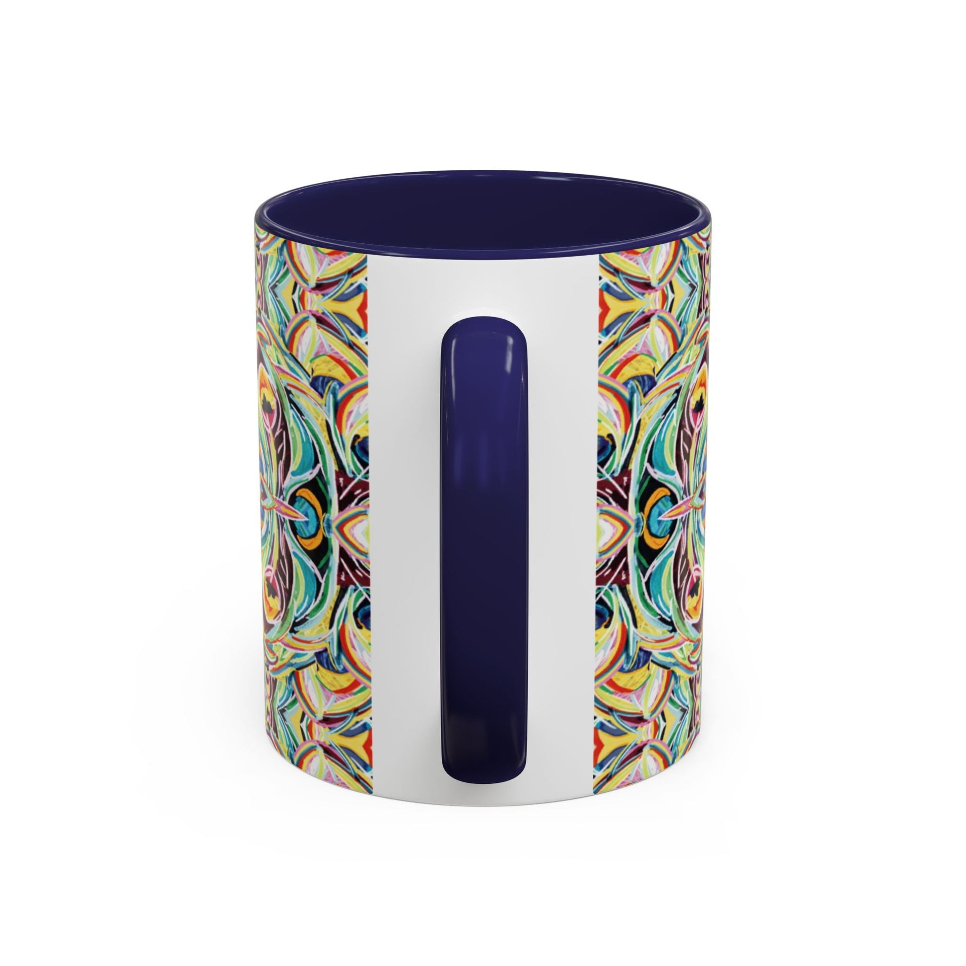 Colorful Mandala Two - Tone Ceramic Mug - 11 oz & 15 oz - Blue Cava
