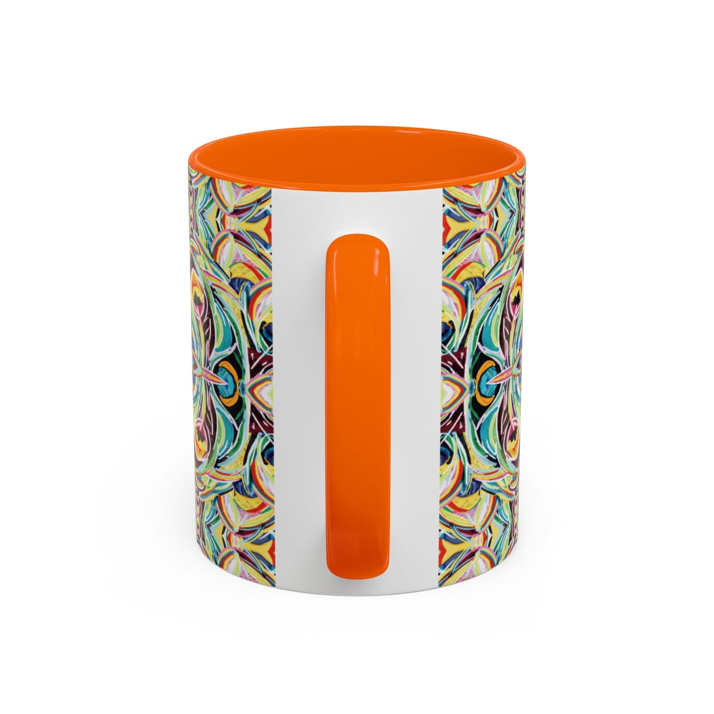 Colorful Mandala Two - Tone Ceramic Mug - 11 oz & 15 oz - Blue Cava